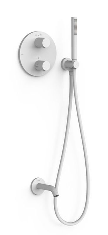 Tres Therm-Box zestaw wannowo-prysznicowy podtynkowy termostatyczny biały mat 26225006BM