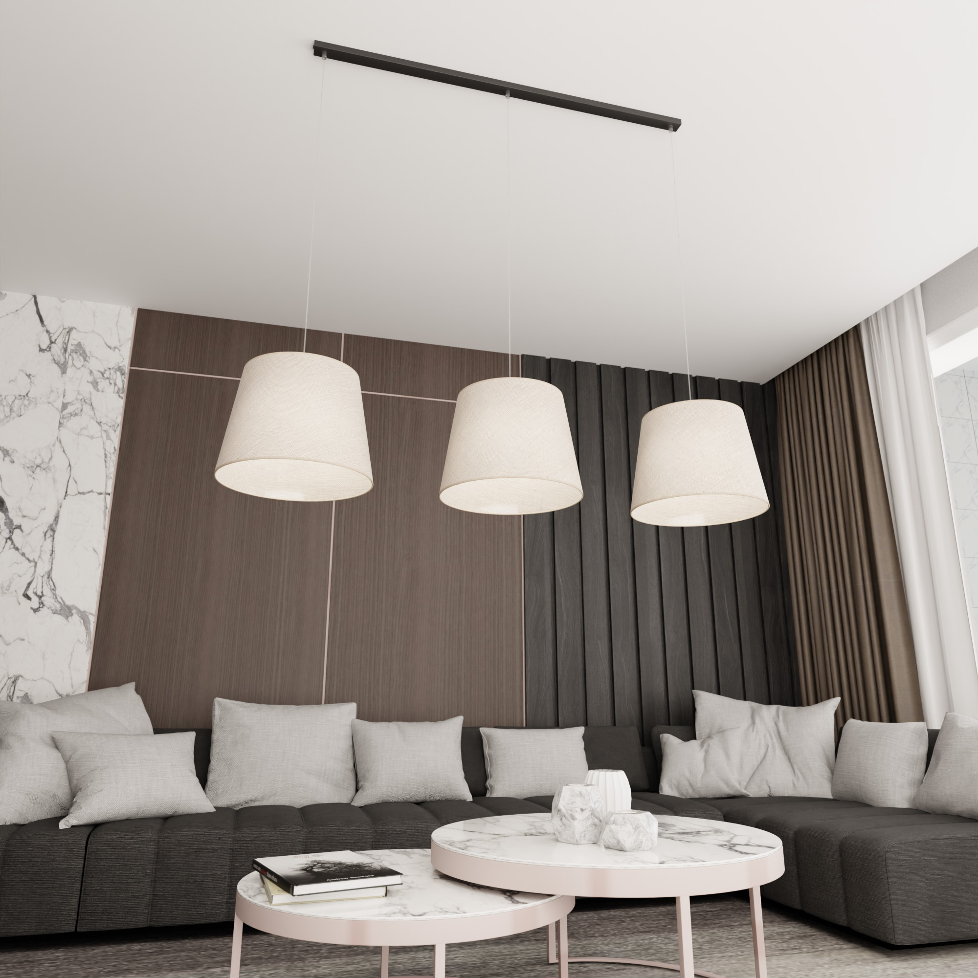 Emibig Epoca lampa wisząca 3x15 W czarna-beżowa 1404/3