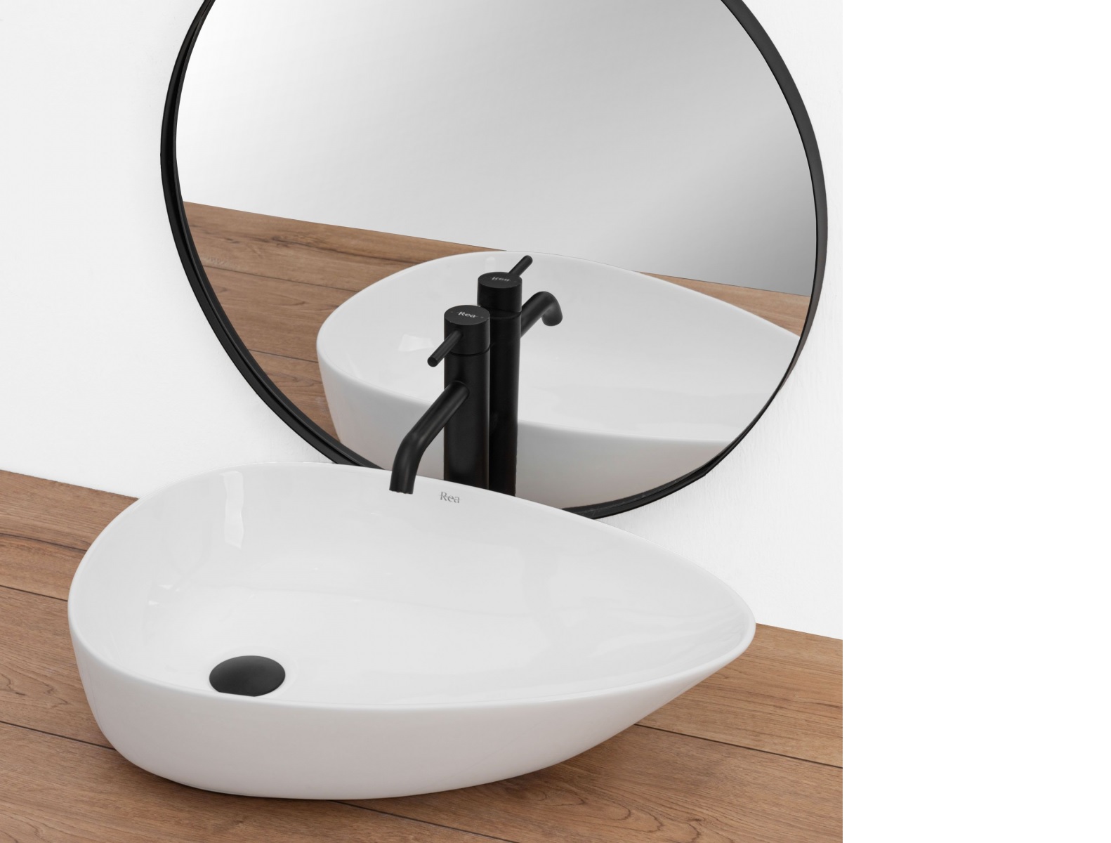 Rea Greta umywalka 56x39 cm nablatowa biała REA-U8536