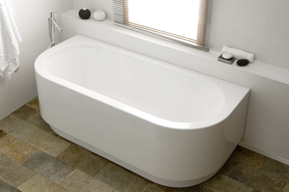 Hoesch Happy D. wanna owalna 180x80 cm przyścienna z obudową biała 6181.010