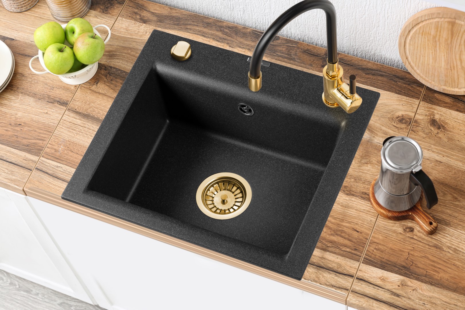 Invena Tesalia zlewozmywak granitowy 48x44 cm czarny AZ-01-Z41