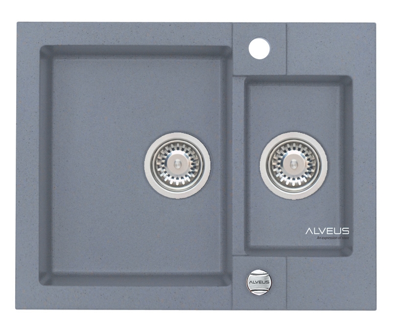 Alveus Rock 80 zlewozmywak 1,5-komorowy 59,5x47,5 cm Granital Plus steel-G04M 4218004