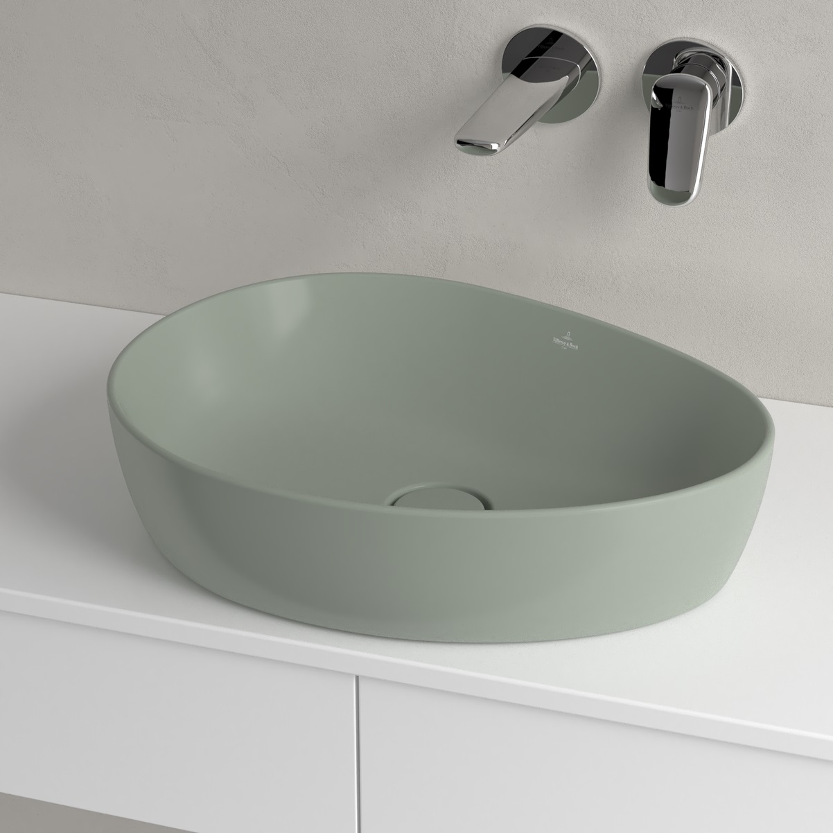 Villeroy & Boch Antao umywalka 51x40 cm nablatowa asymetryczna CeramicPlus Morning Green 4A7351R8 - Wysyłka w 24h