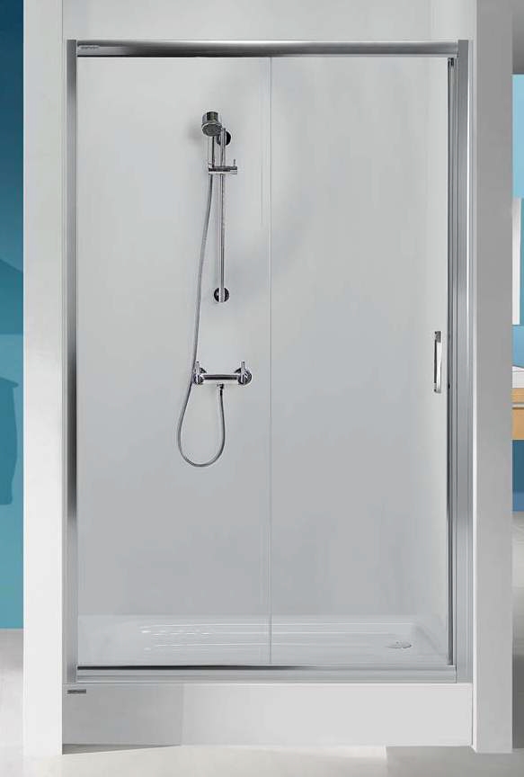 Sanplast TX drzwi wnękowe 120 cm D2/TX5b-120 przesuwne srebrny błyszczący/szkło sitodruk W15 600-271-1120-38-231