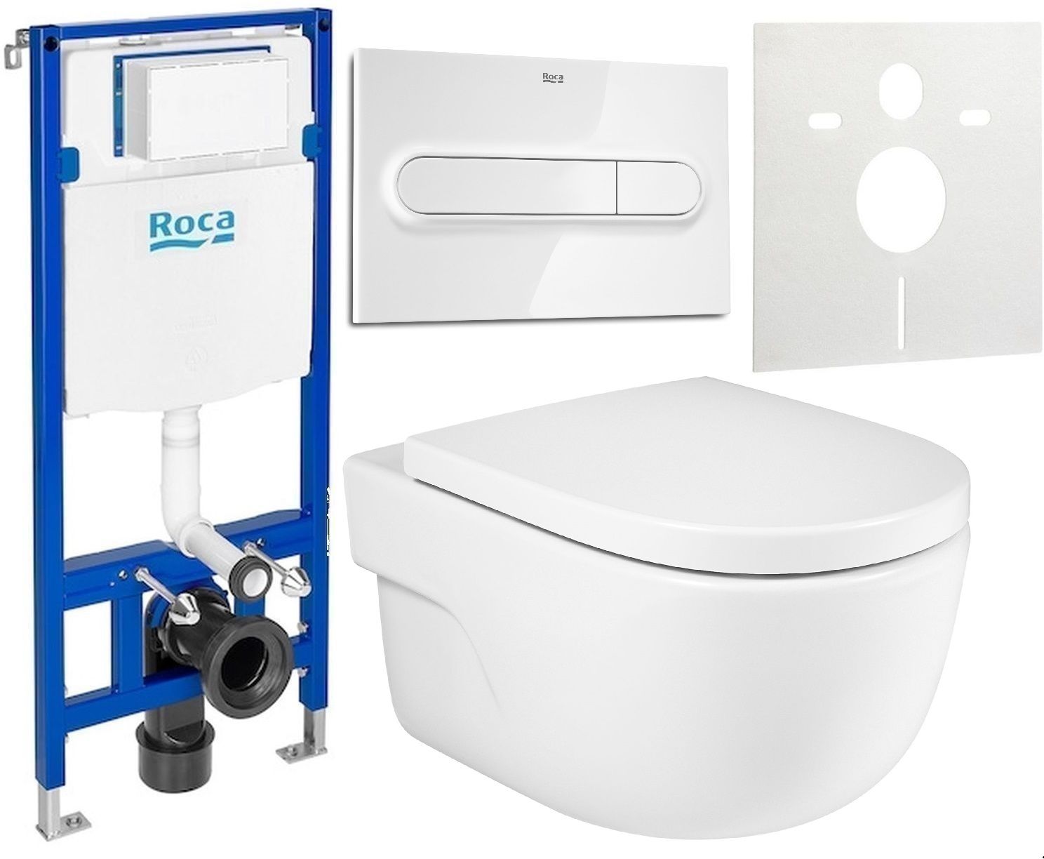 Zestaw Roca Meridian miska WC wisząca Supraglaze z deską sedesową wolnoopadającą i stelaż podtynkowy Duplo One z przyciskiem ... - Wysyłka w 24h