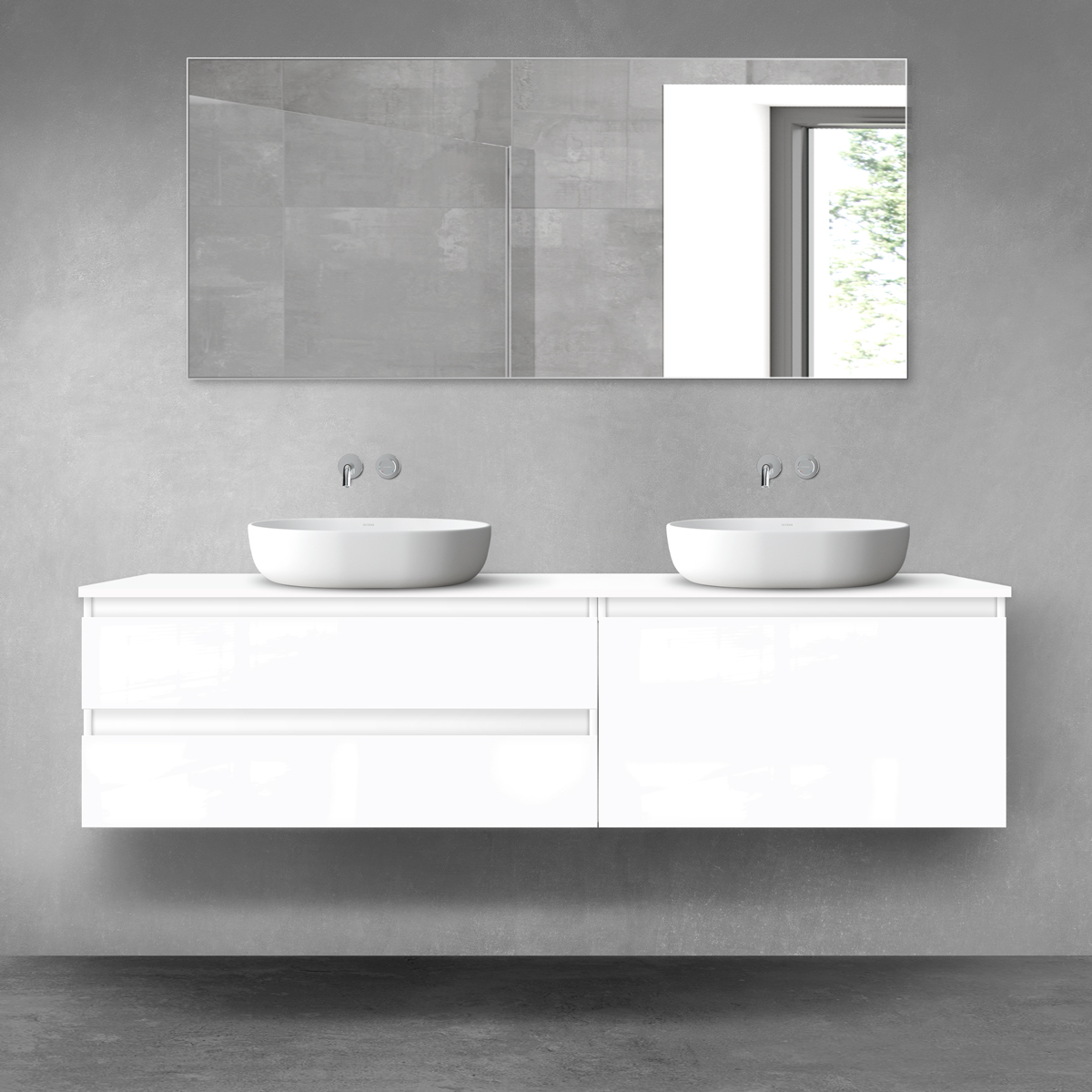 Oltens Vernal zestaw mebli łazienkowych 180 cm z blatem biały połysk 68557000 - Wysyłka w 24h