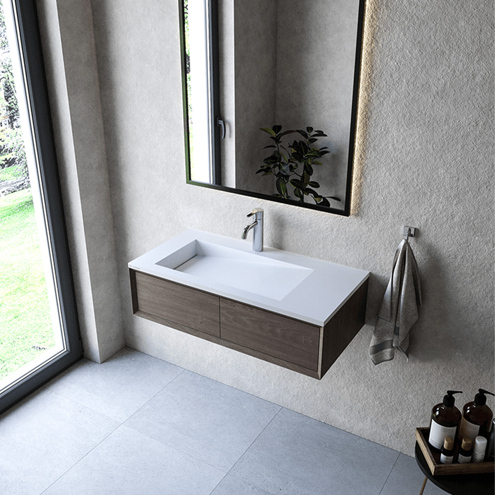 Cristalstone Linea Ideal umywalka 90x45 cm wpuszczana prostokątna biały U900-MBLOLB/CR/BO