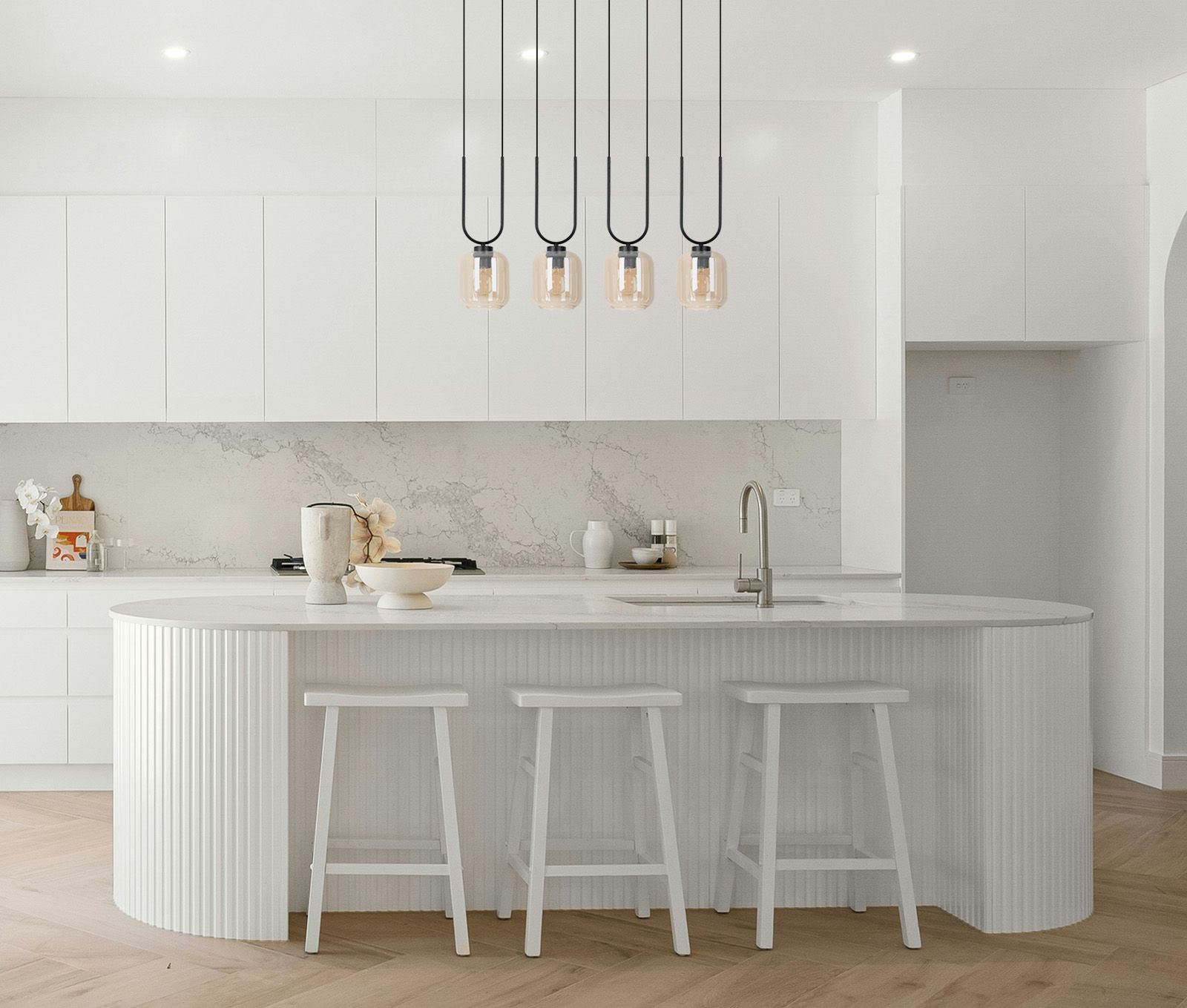 Kaja Coni lampa wisząca 4x15 W czarna-bursztynowa K-5582