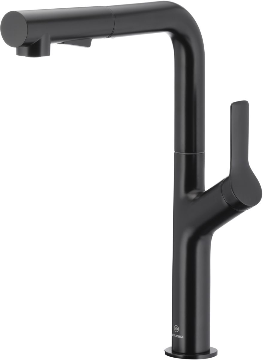 KFA Armatura Duero Design Black bateria kuchenna stojąca z wyciąganą wylewką czarny mat 6623-220-81