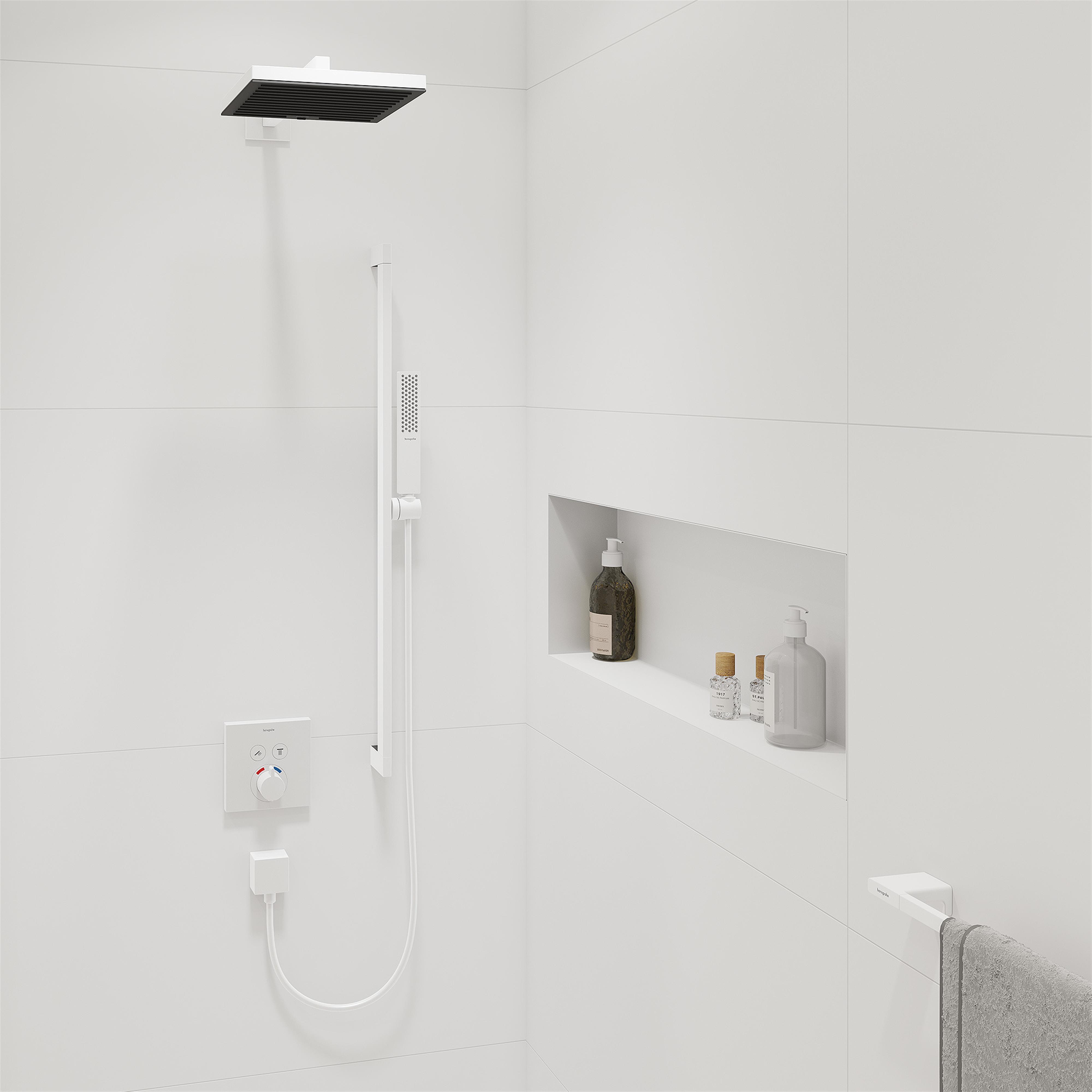 Hansgrohe Pulsify E deszczownica 26 cm kwadratowa EcoSmart+ biały mat 24333700