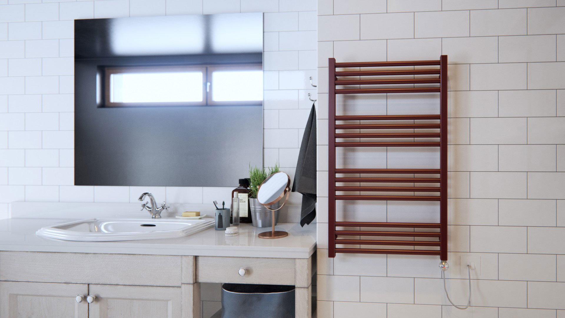 Terma Fiona grzejnik łazienkowy 138x43 cm biały WGFIN138043K916Z8