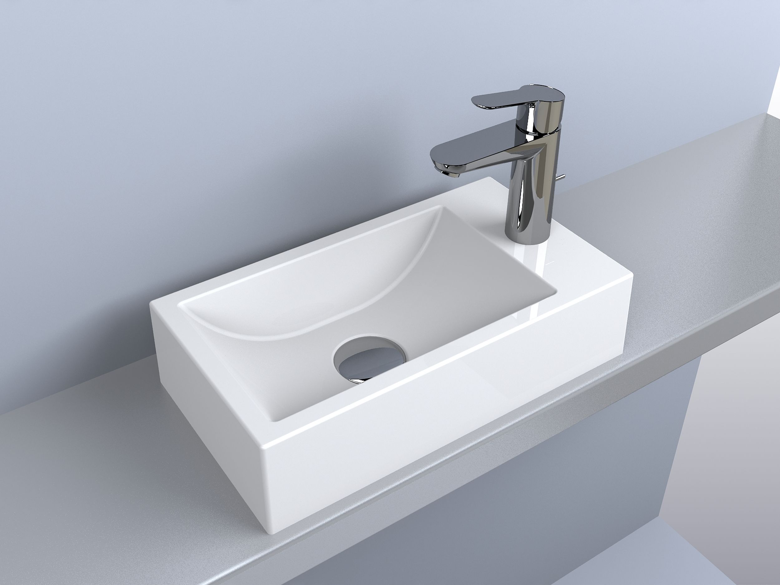 Miraggio Faro umywalka 41x23 cm ścienna prostokątna lewa biały połysk 0000192