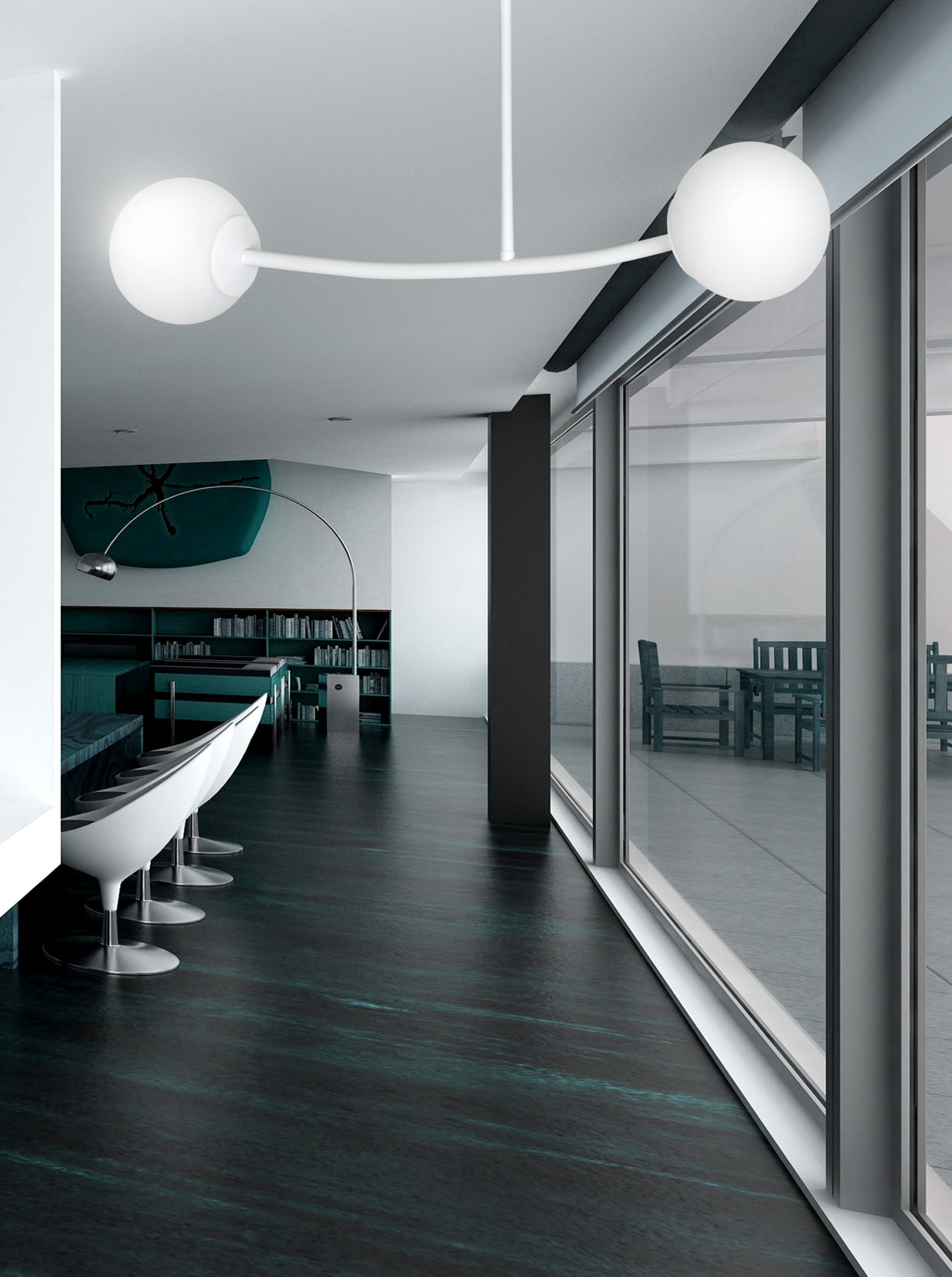 Emibig Halldor lampa podsufitowa 2x10 W biała-mleczny 1025/2