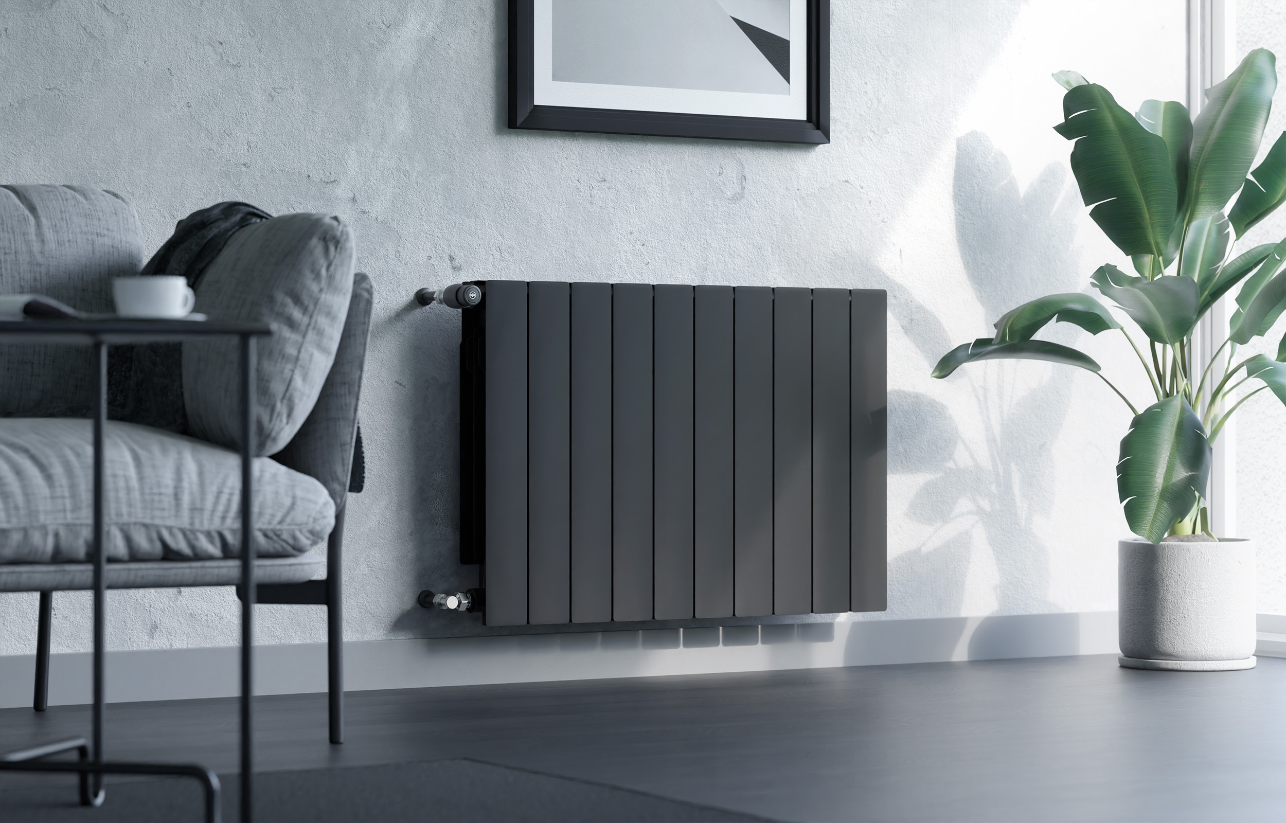 KFA Armatura ADR grzejnik pokojowy 67,2x80,5 cm podłączenie boczne czarny 764-100-81