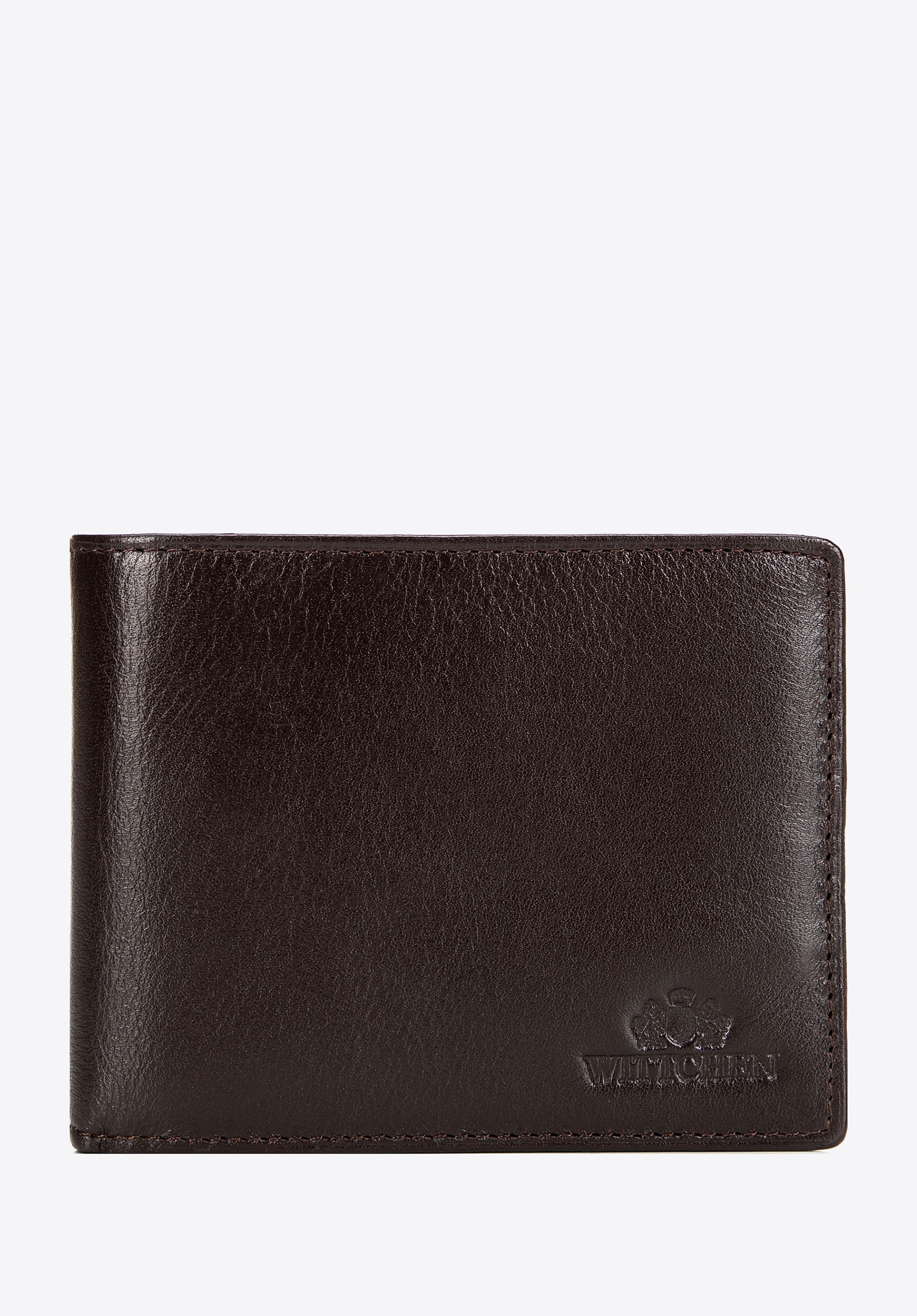 Męski portfel skórzany z wykładanym panelem ciemny brąz