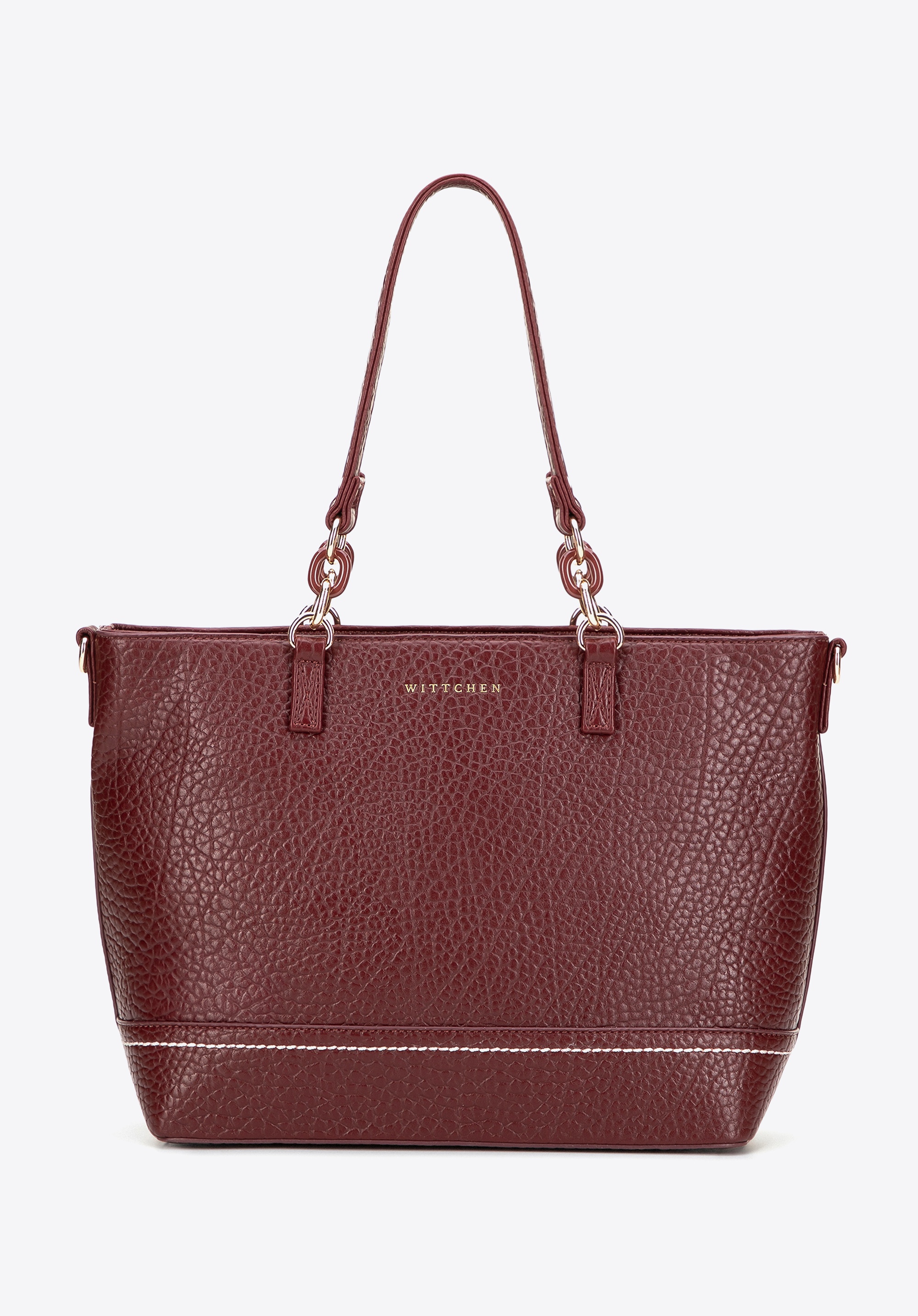 Shopperka z ekoskóry z dekoracyjnym elementem łańcuszka bordowa