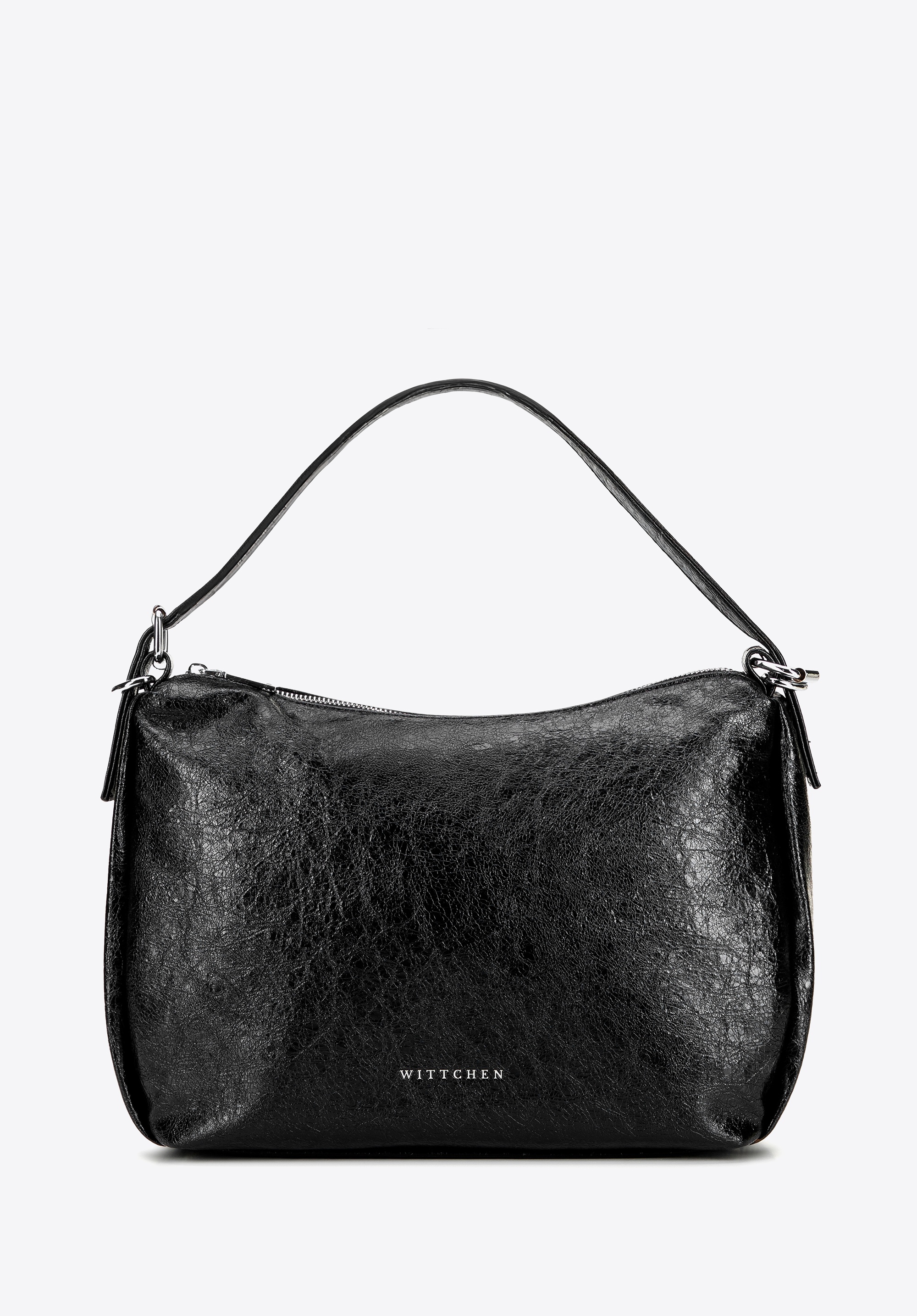 Damska torebka na ramię z imitacji skóry z regulowaną rączką czarna