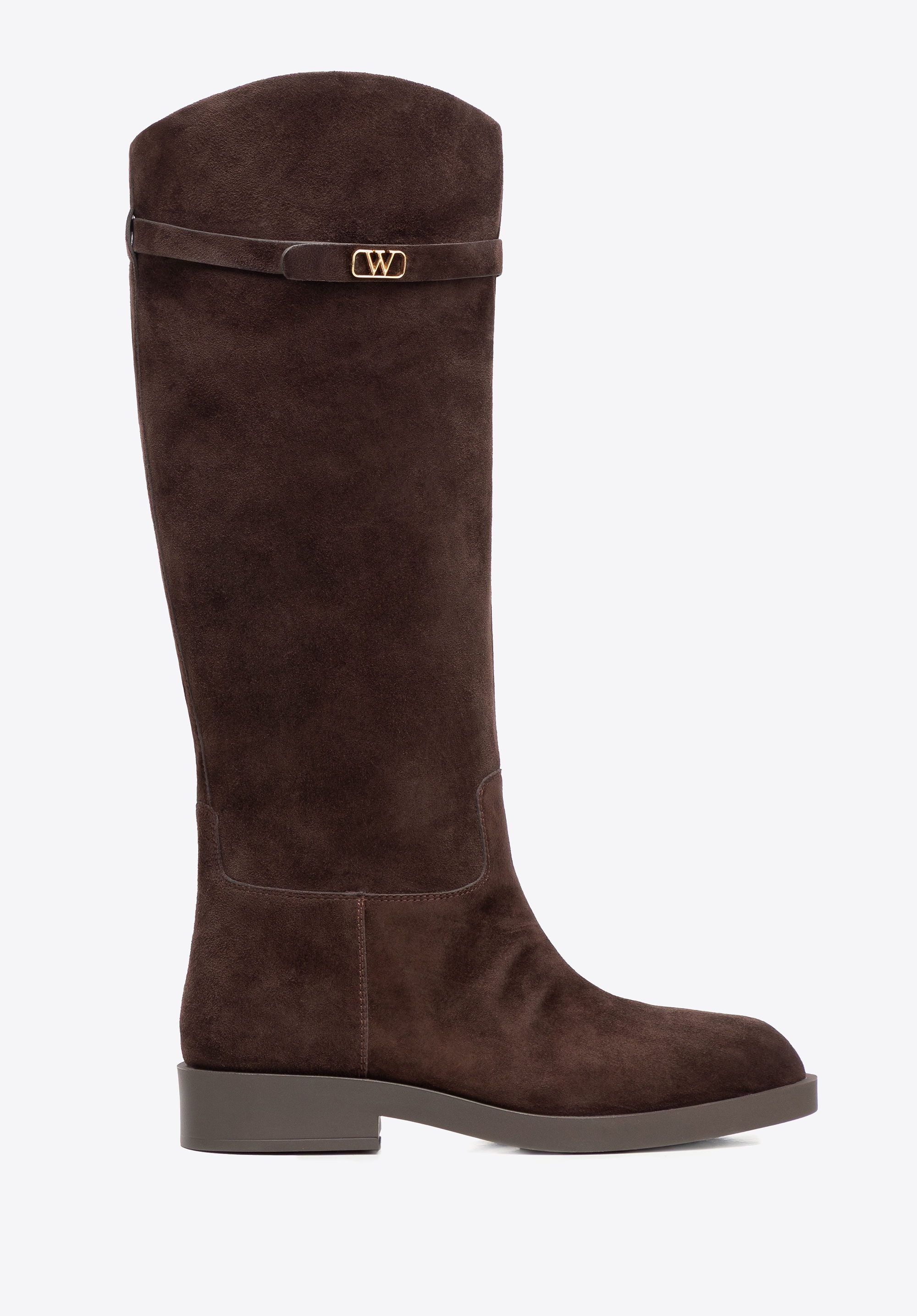 Damskie oficerki ze skóry naturalnej zamszowej brązowe