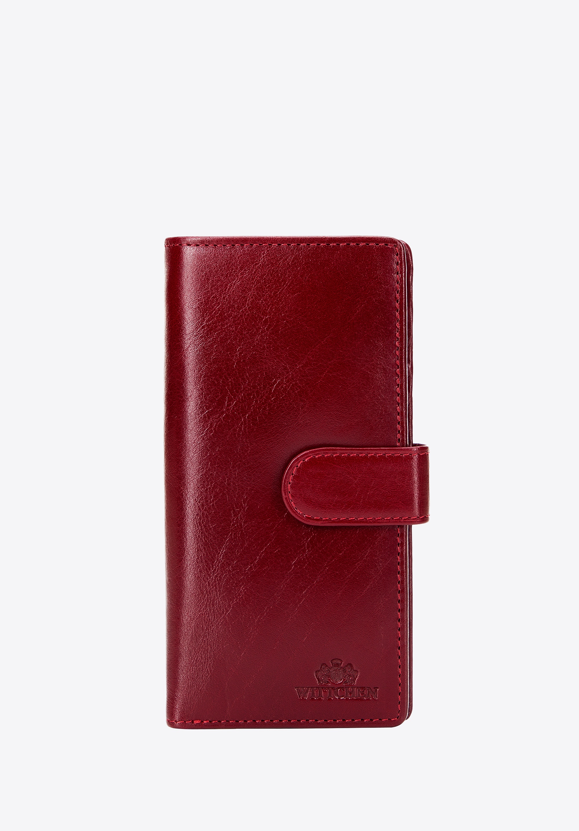 Damski portfel ze skóry naturalnej pionowy czerwony