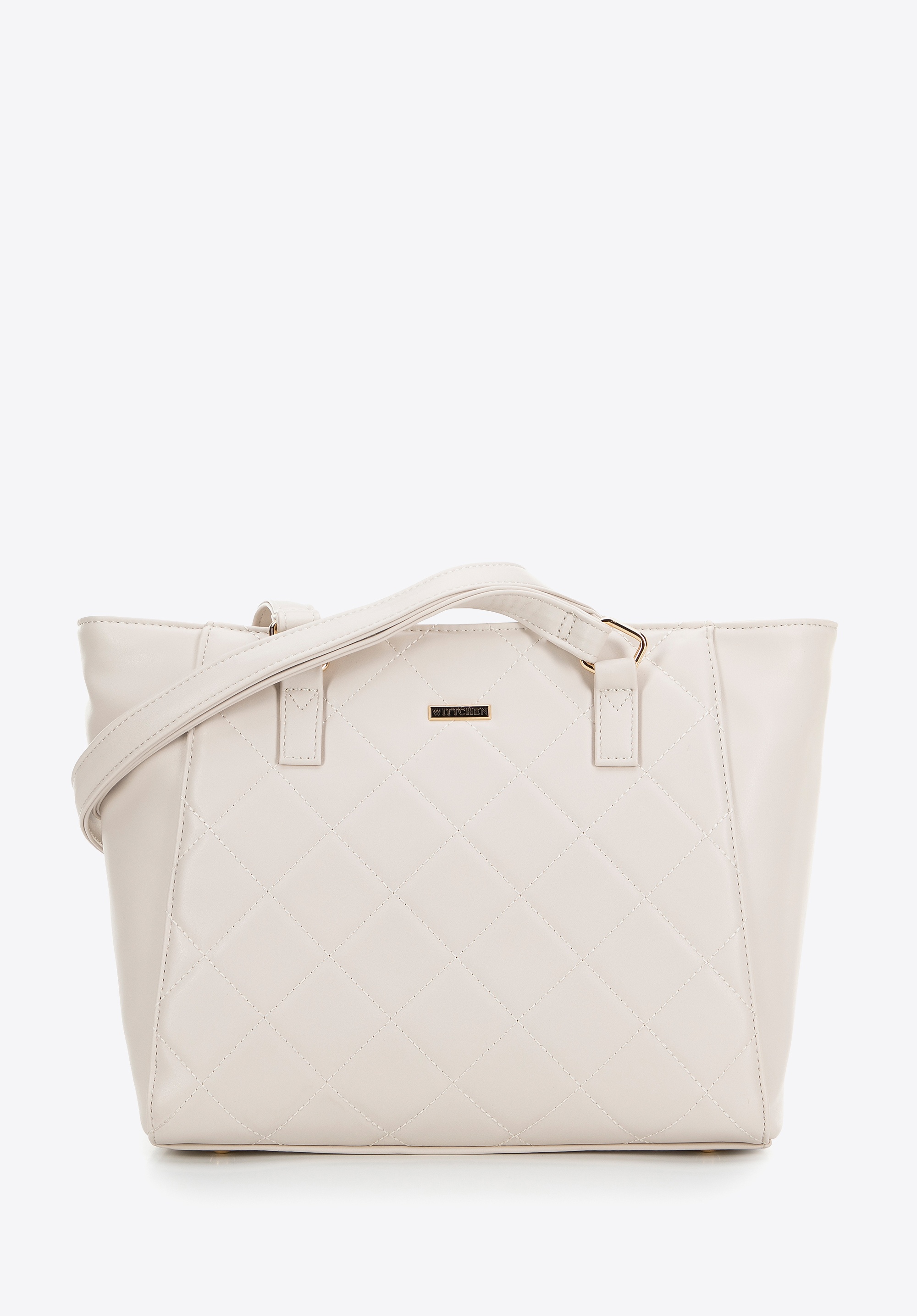 Shopperka z ekoskóry w pikowanie kremowa