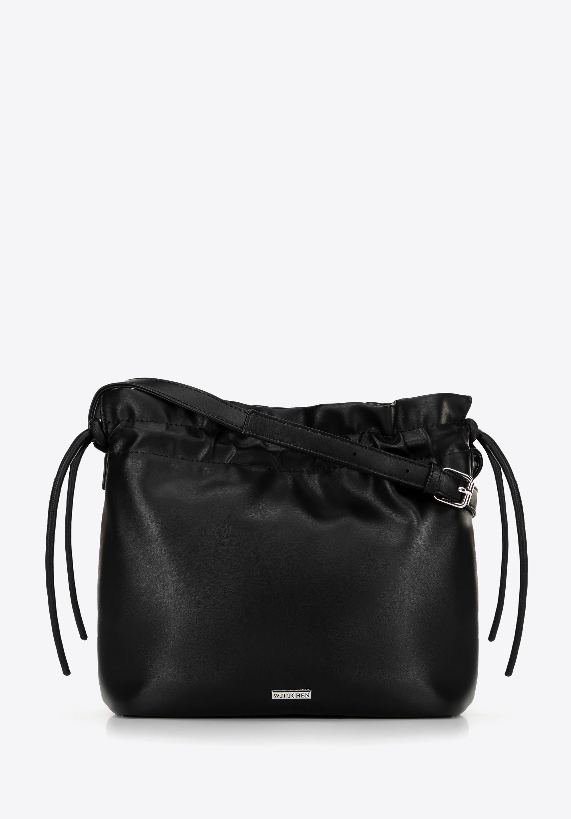 Damska torebka crossbody z dekoracyjnymi wiązaniami czarna