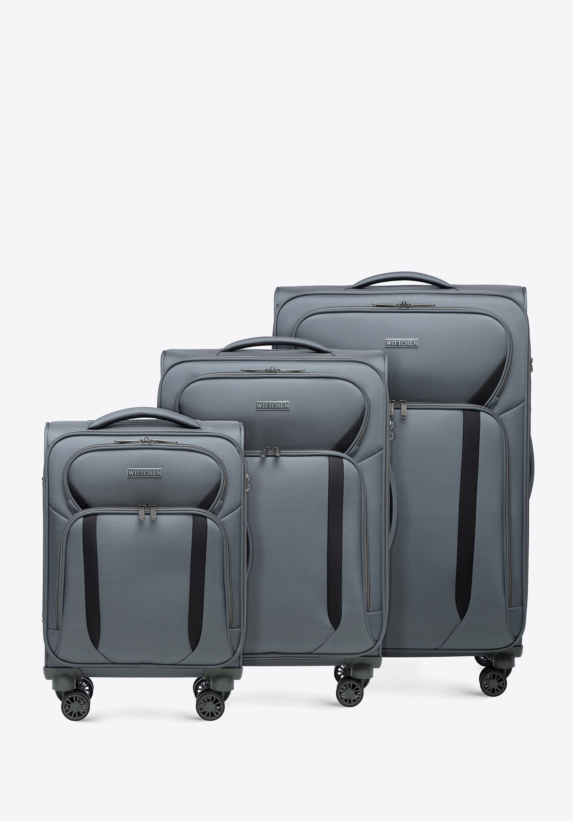 Zestaw walizek miękkich dwukolorowych szaro - czarny