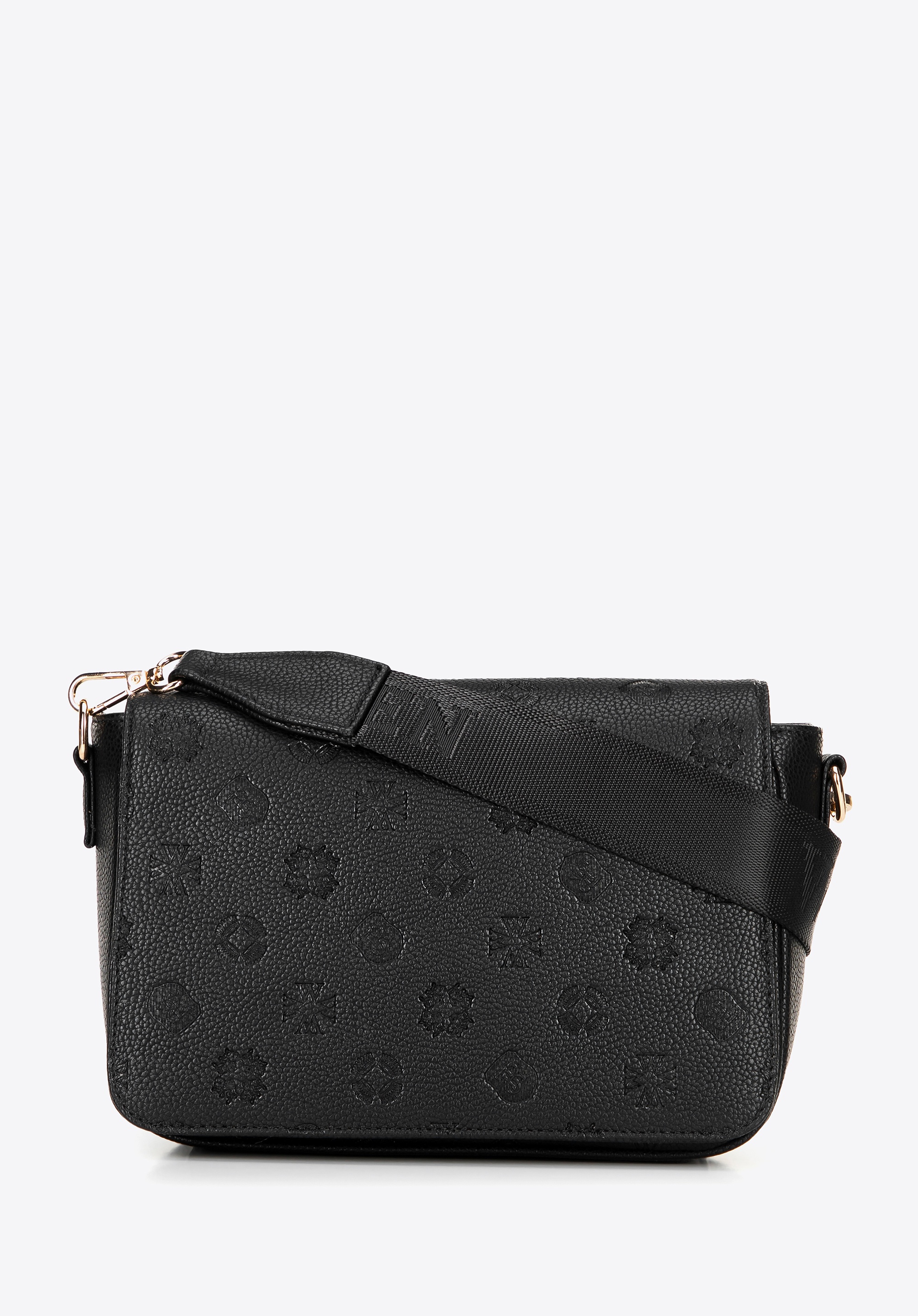 Damska listonoszka z imitacji skóry z tłoczeniem czarna