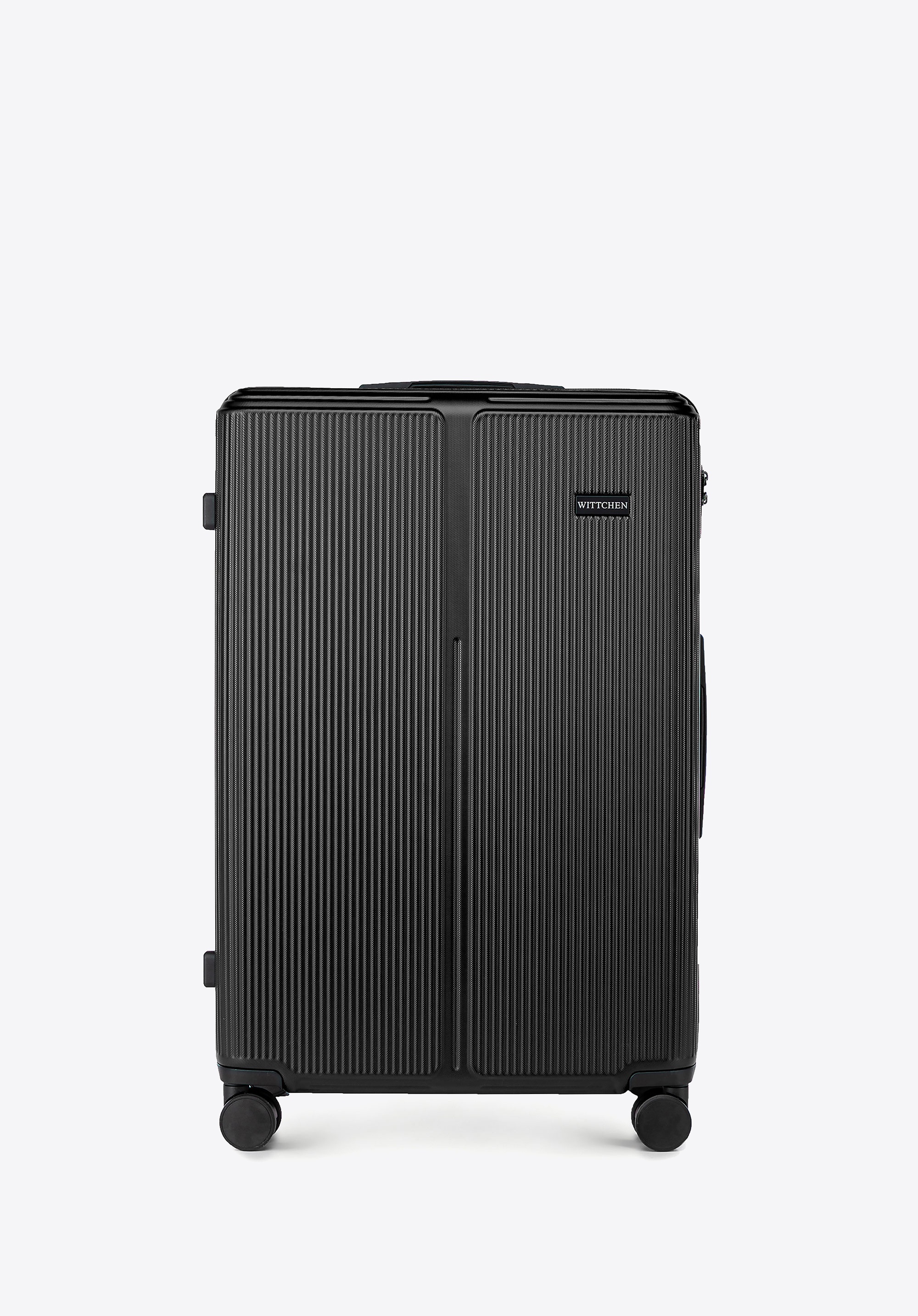 Duża walizka z ABS-u w drobne paski czarna