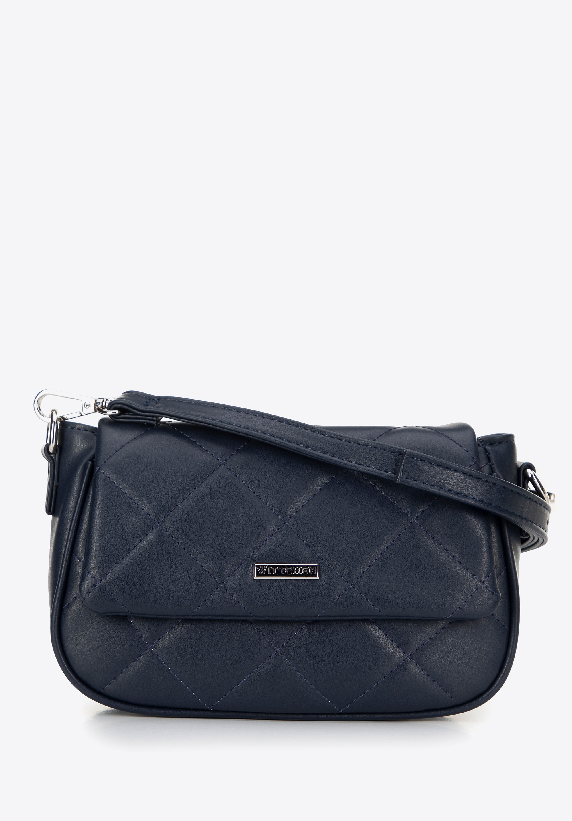 Damska crossbody z ekoskóry w przeszycia granatowa