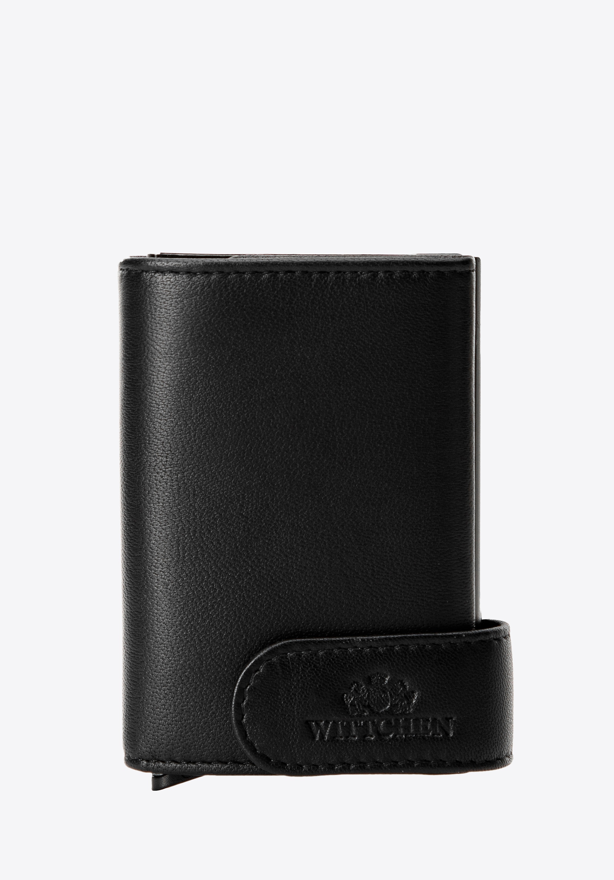 Męski portfel skórzany z wysuwaną przegrodą na karty czarny