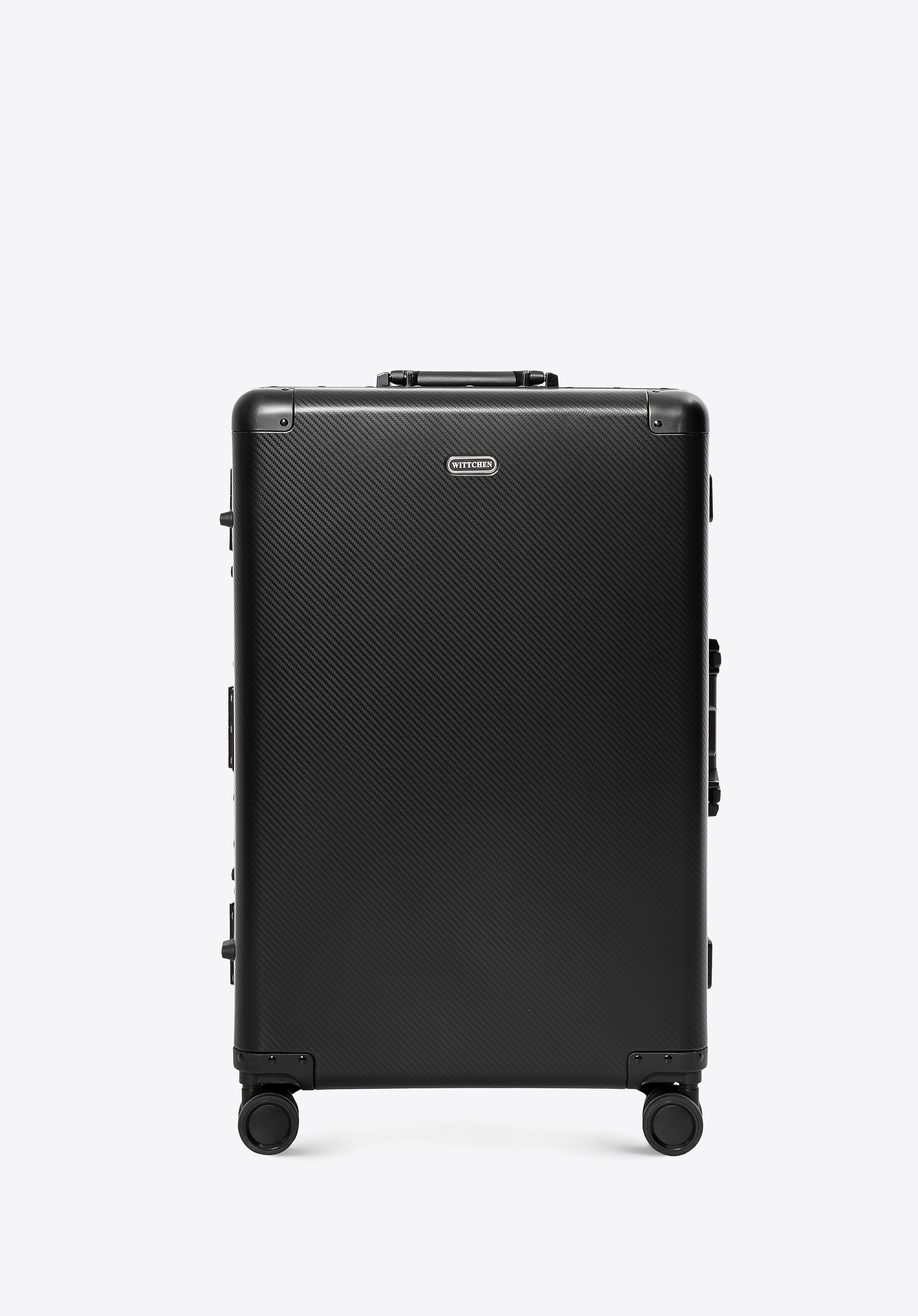 Średnia walizka z aluminium na kółkach czarna