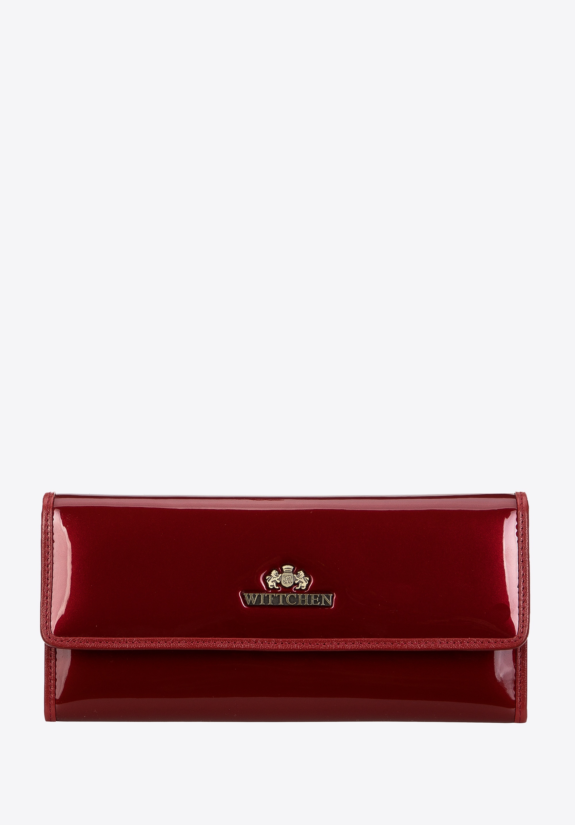 Duży portfel damski rozkładany ze skóry lakierowanej bordowy