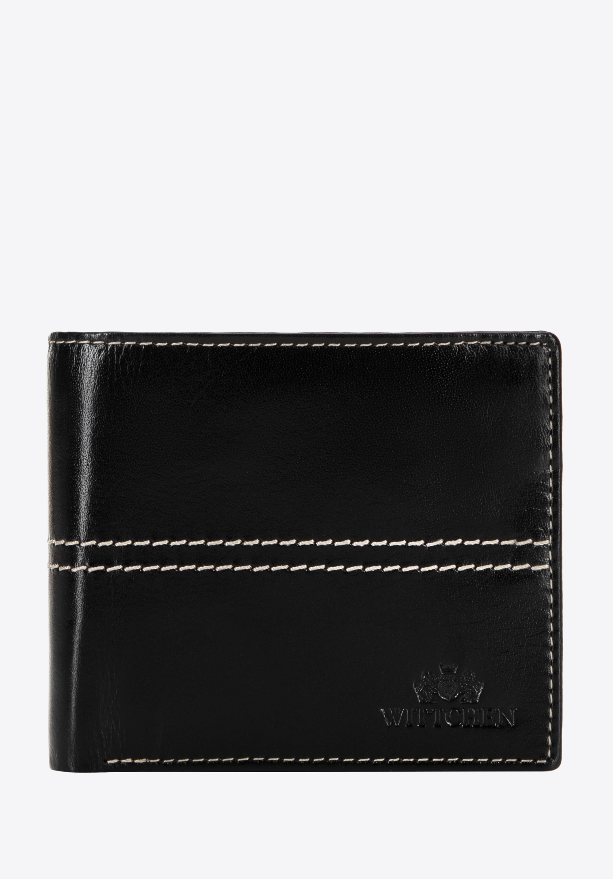 Męski skórzany portfel z przeszyciami czarny