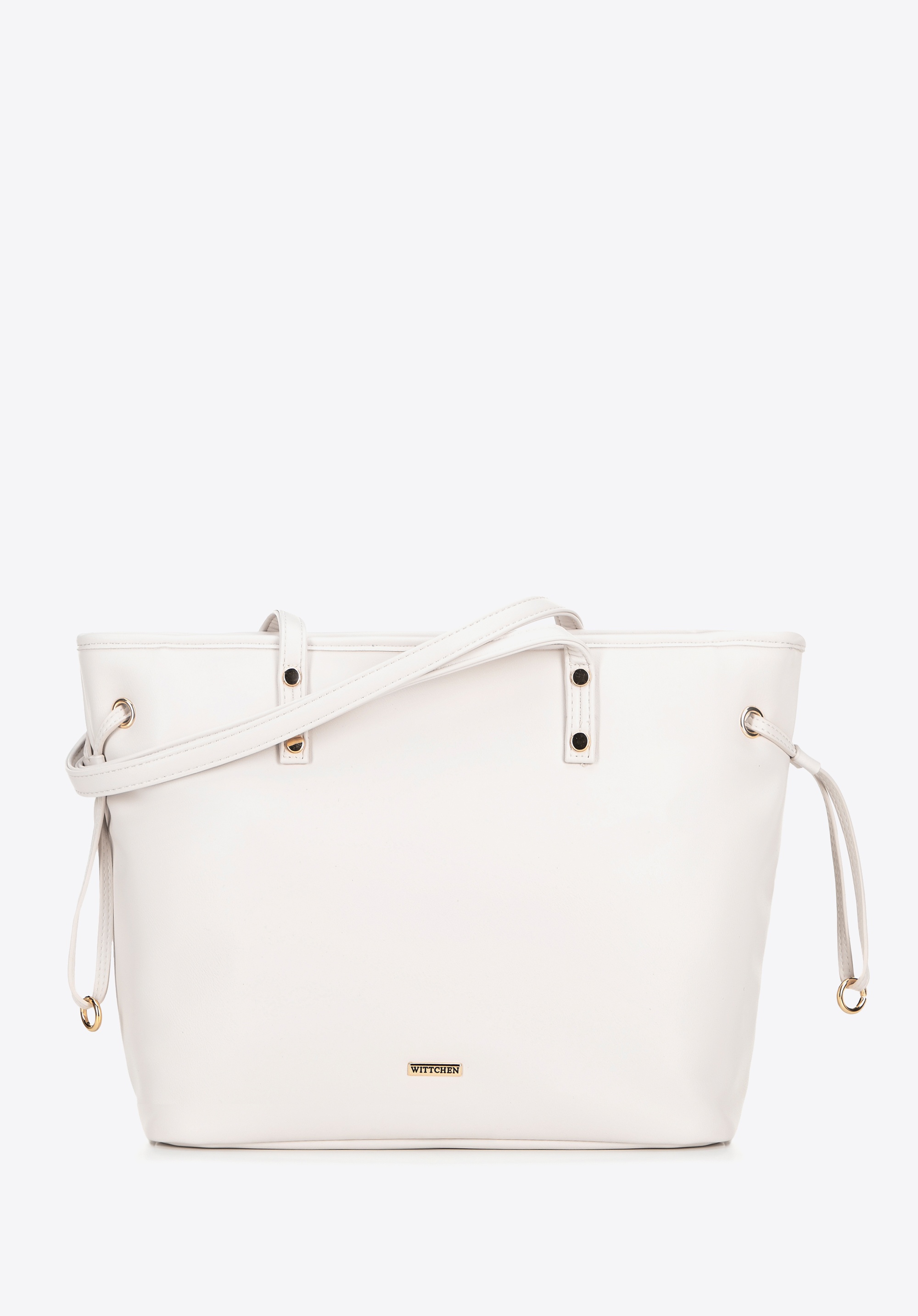 Shopperka z ekoskóry z troczkami kremowa