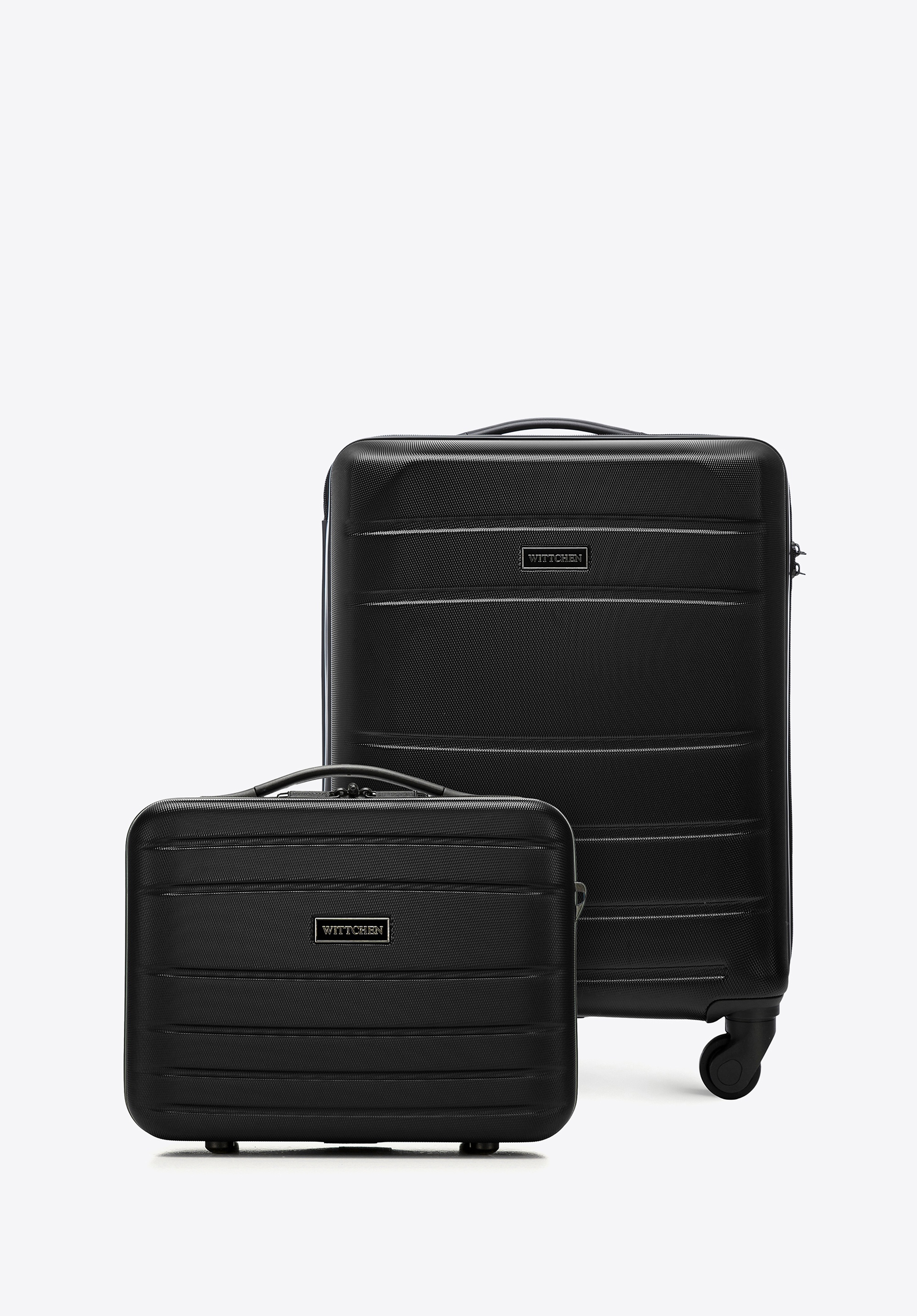 Walizka kabinowa i kosmetyczka z ABS-u żłobione czarne
