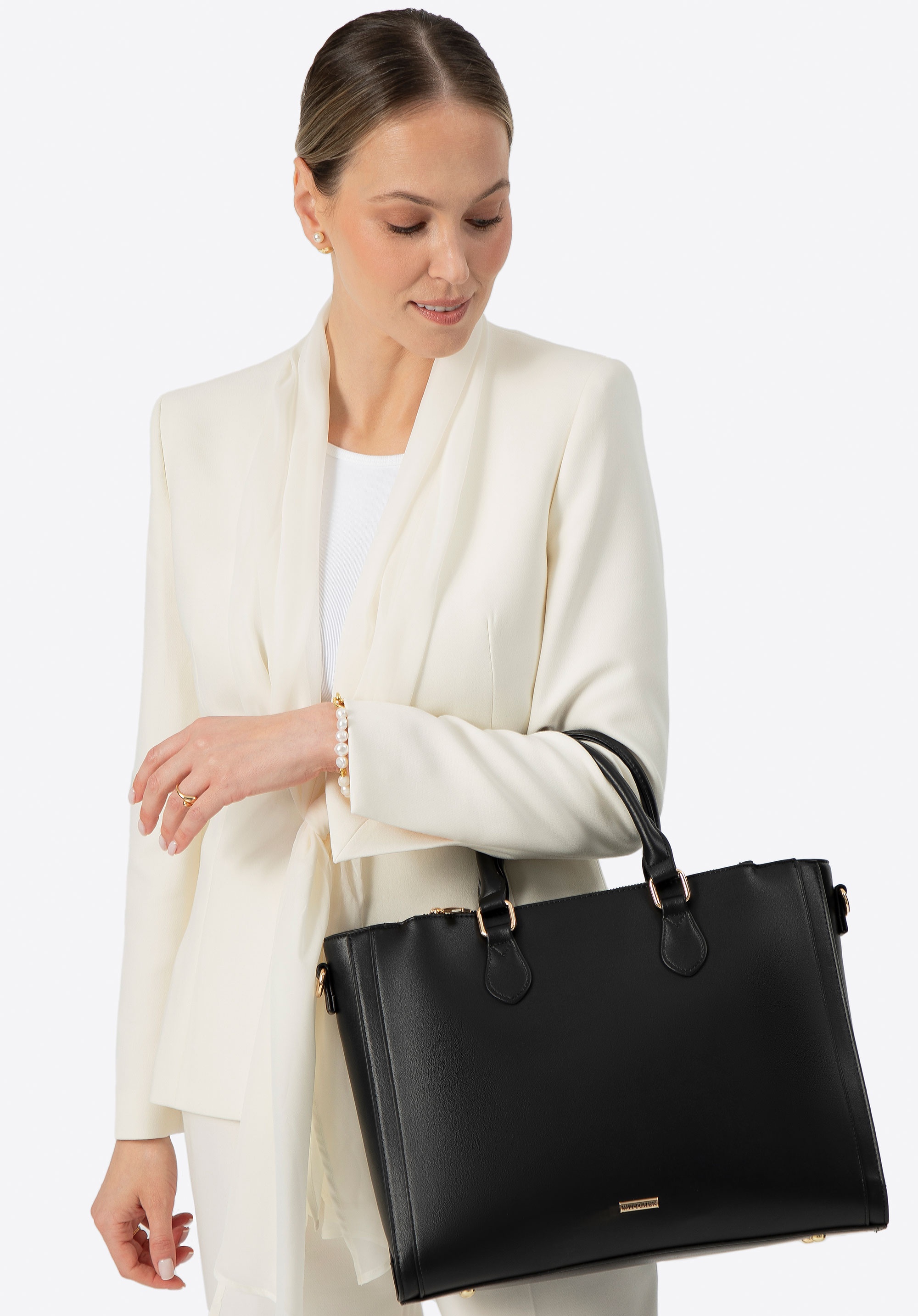 Damska torba na laptopa 14,5” z imitacji skóry czarna