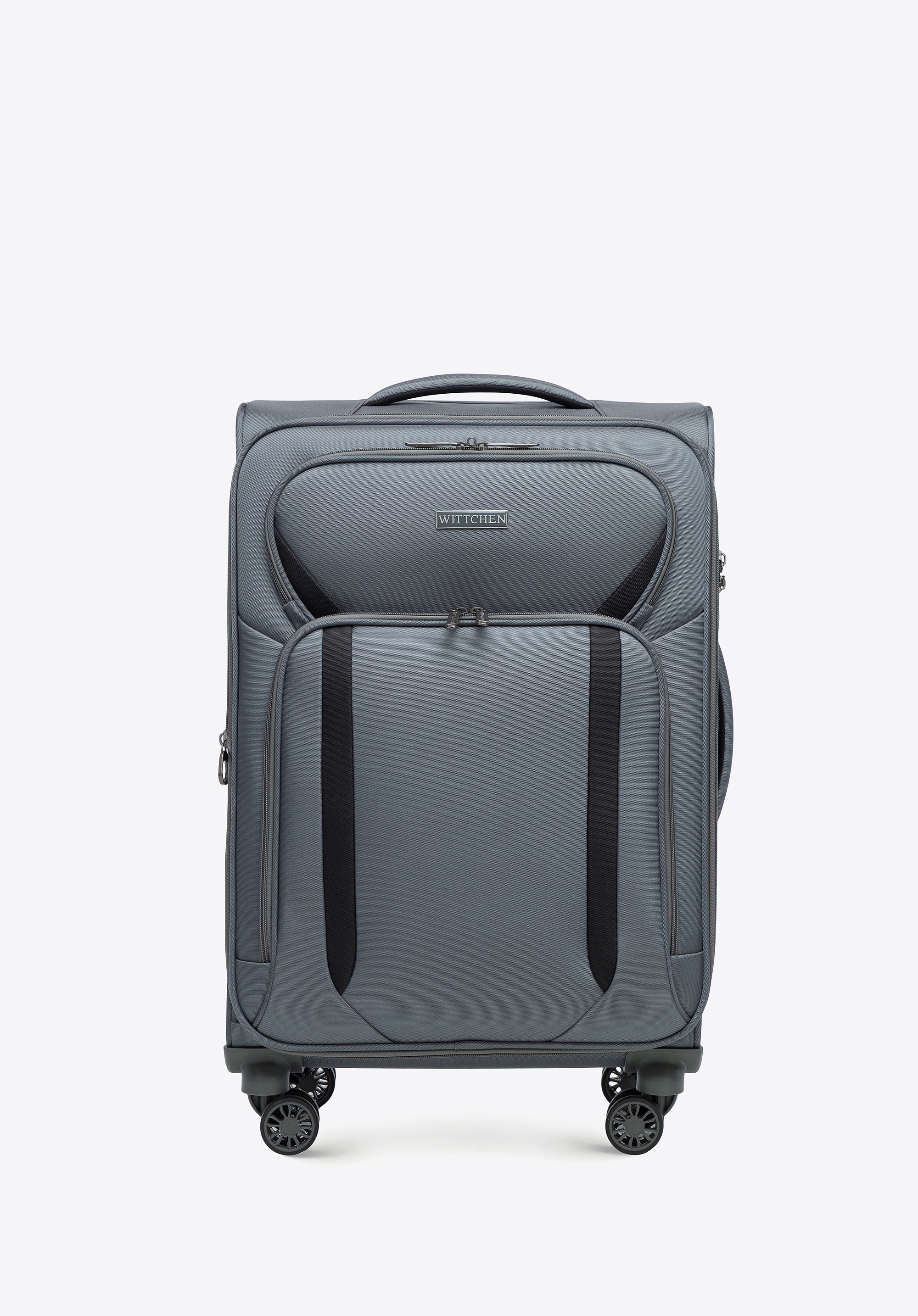 Średnia walizka miękka dwukolorowa szaro - czarna