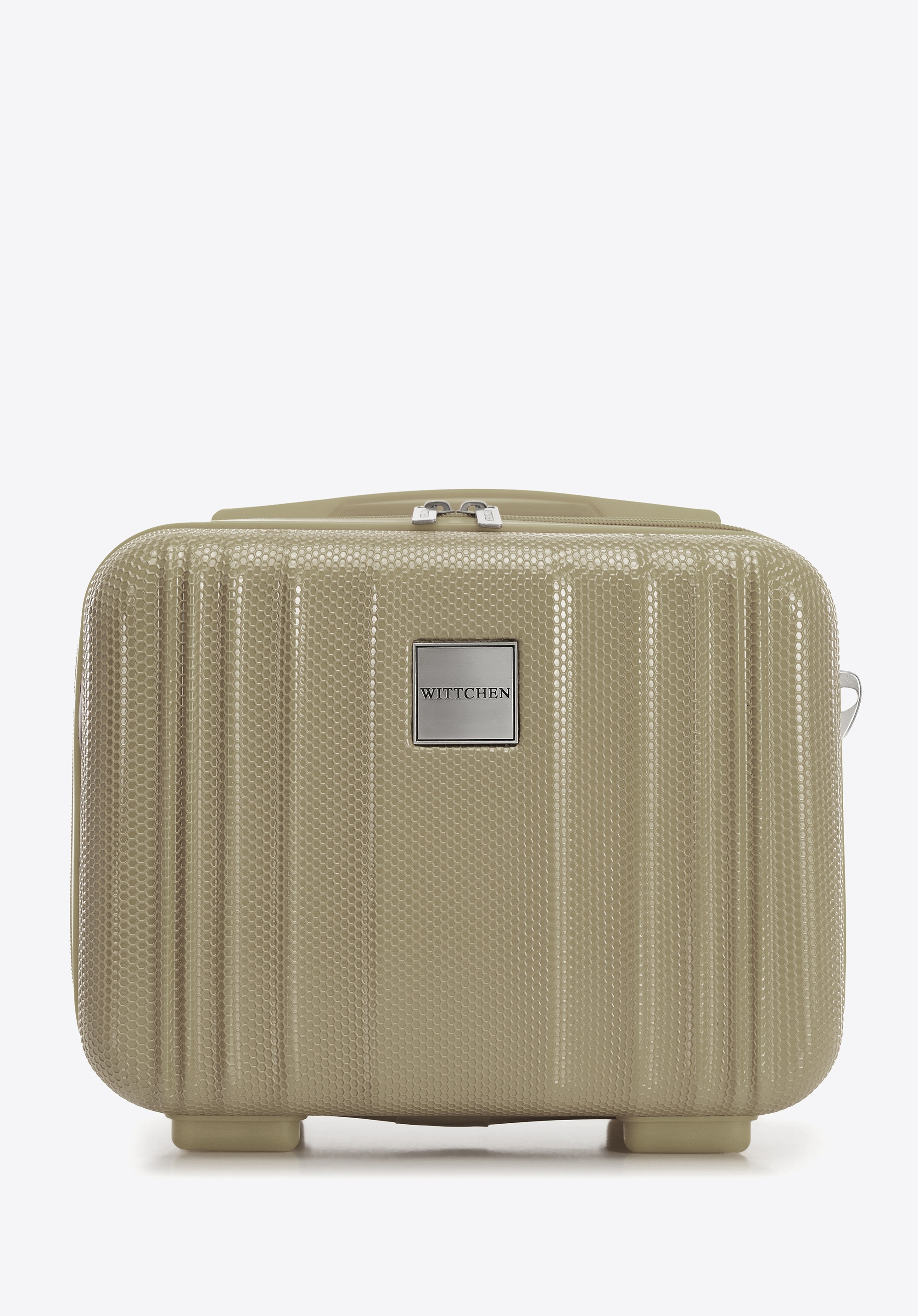 Kosmetyczka podróżna z polikarbonu tłoczona plaster miodu szarobeżowa