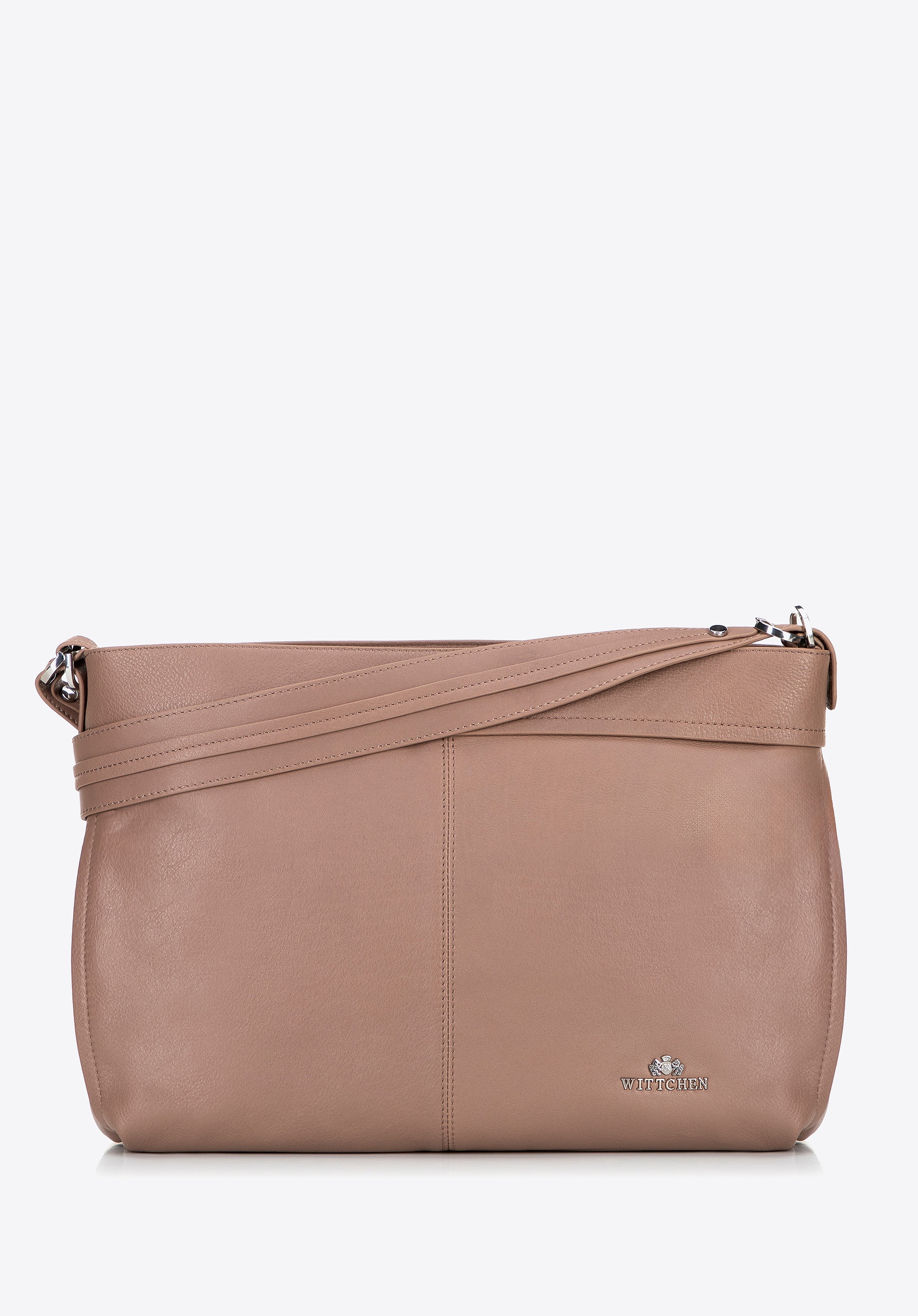 Damska shopperka ze skóry naturalnej z odpinaną rączką beżowa