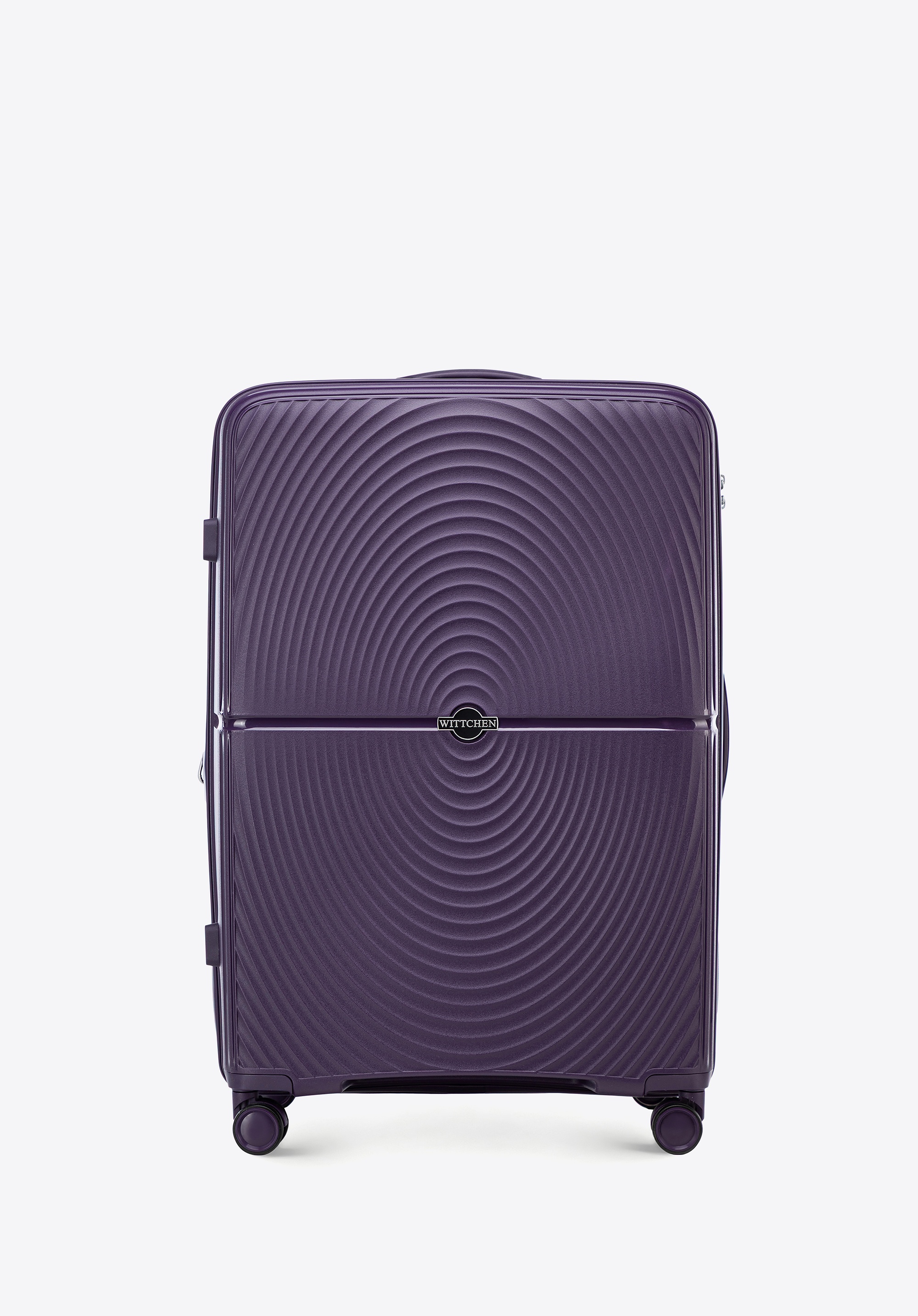 Duża walizka z polipropylenu w okręgi fioletowa