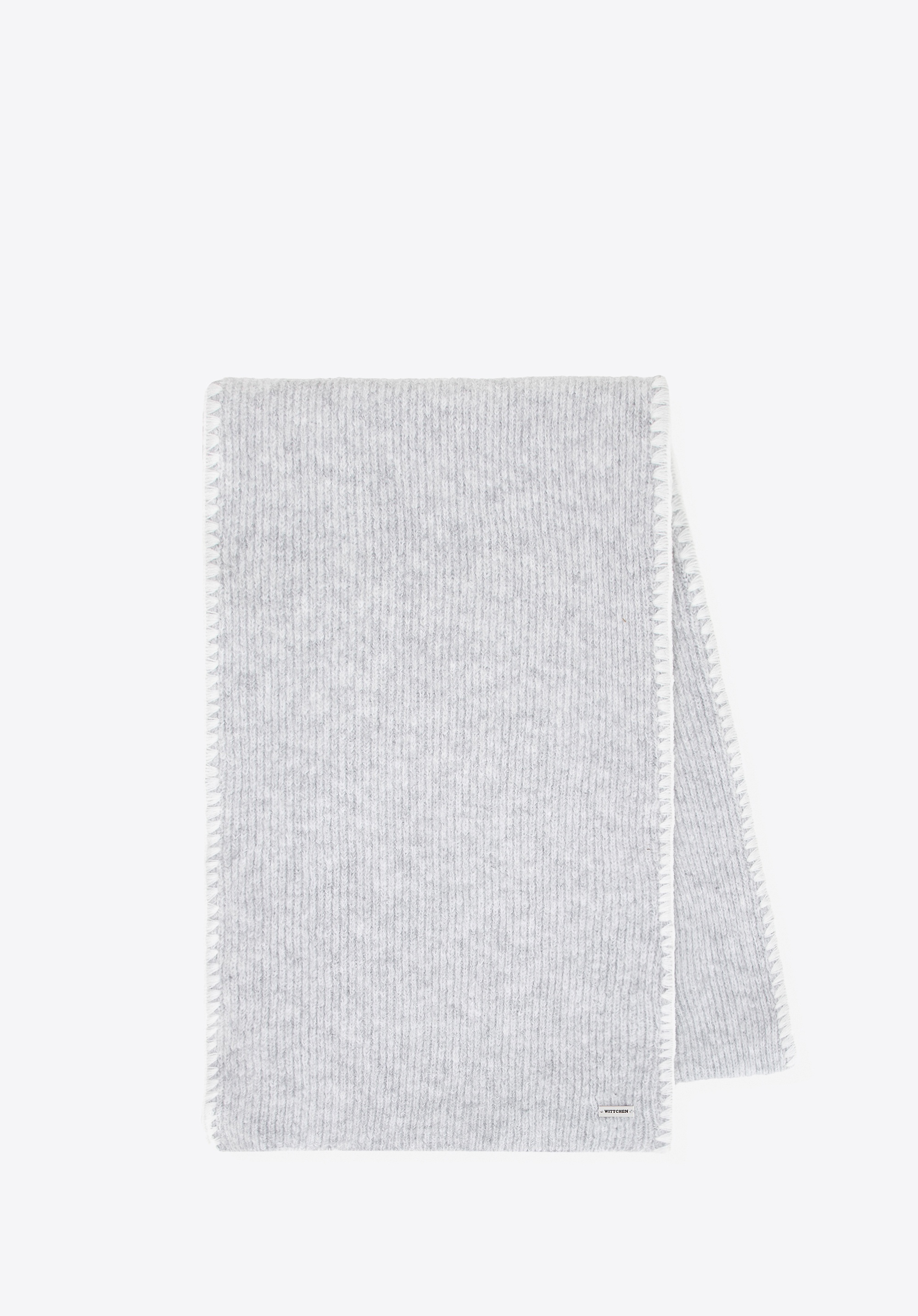 Szalik damski z dekoracyjnie obszytym brzegiem szary