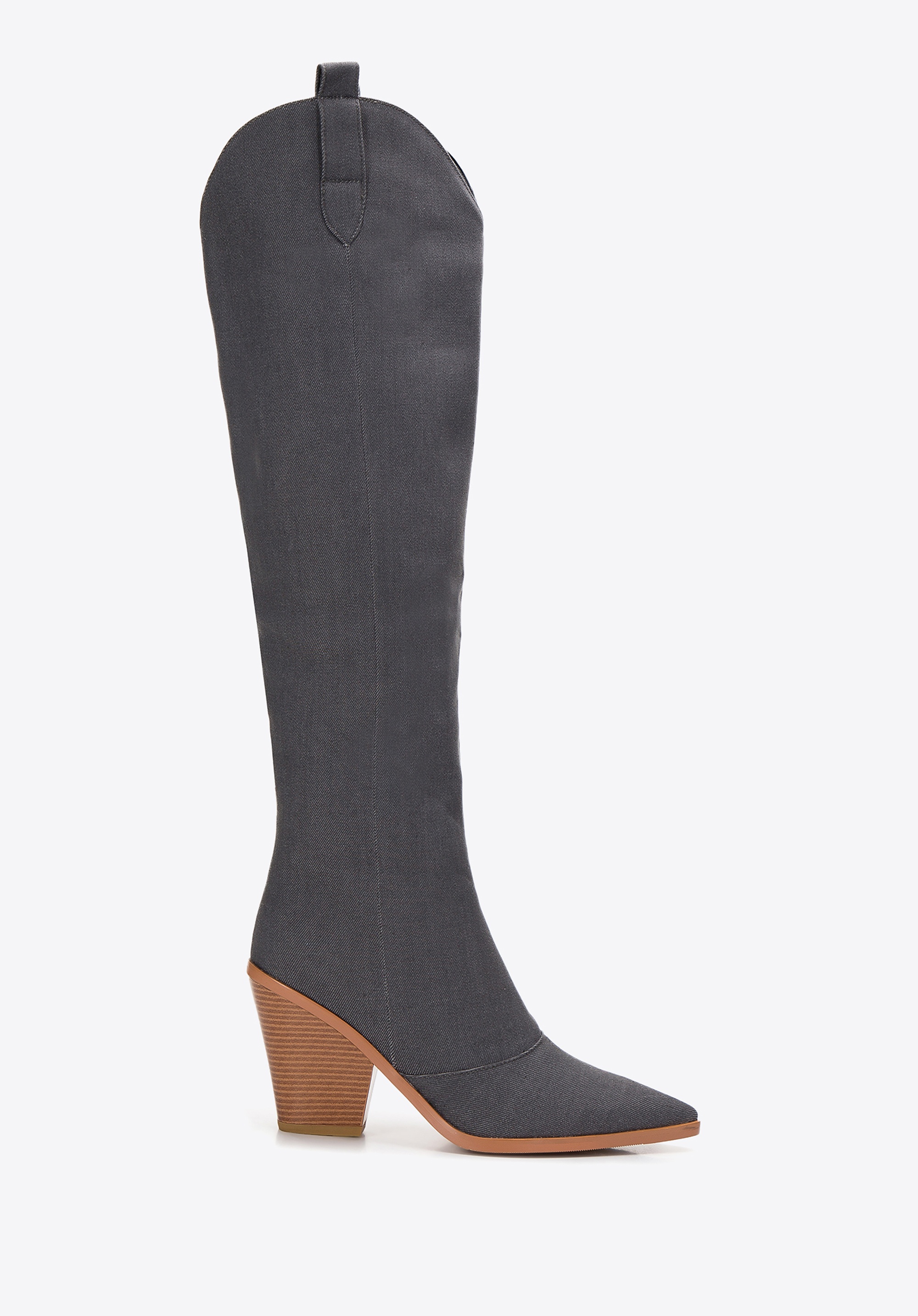 Kowbojki dżinsowe długie szare