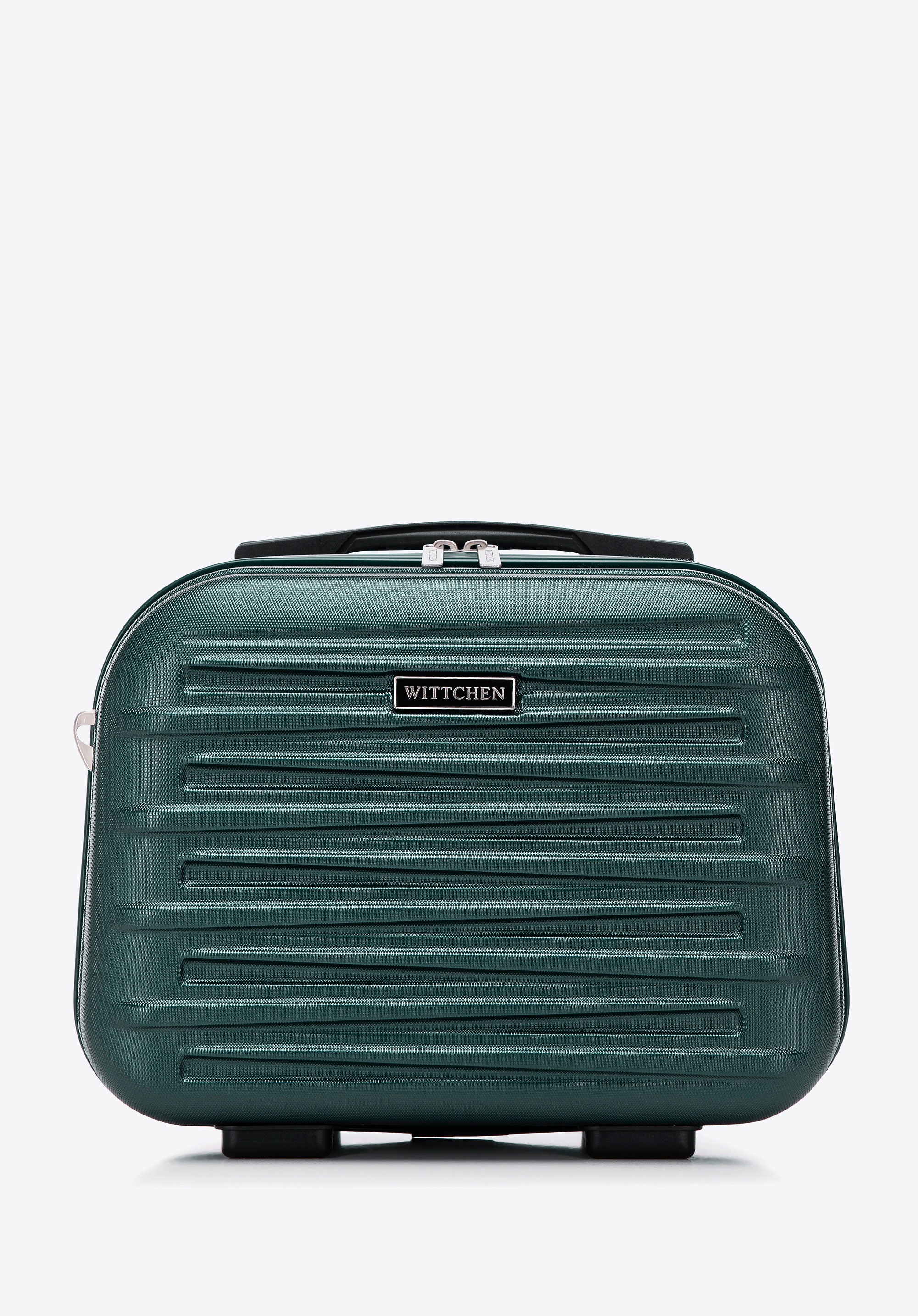 Kosmetyczka z ABS-u w poziome tłoczenie zielona