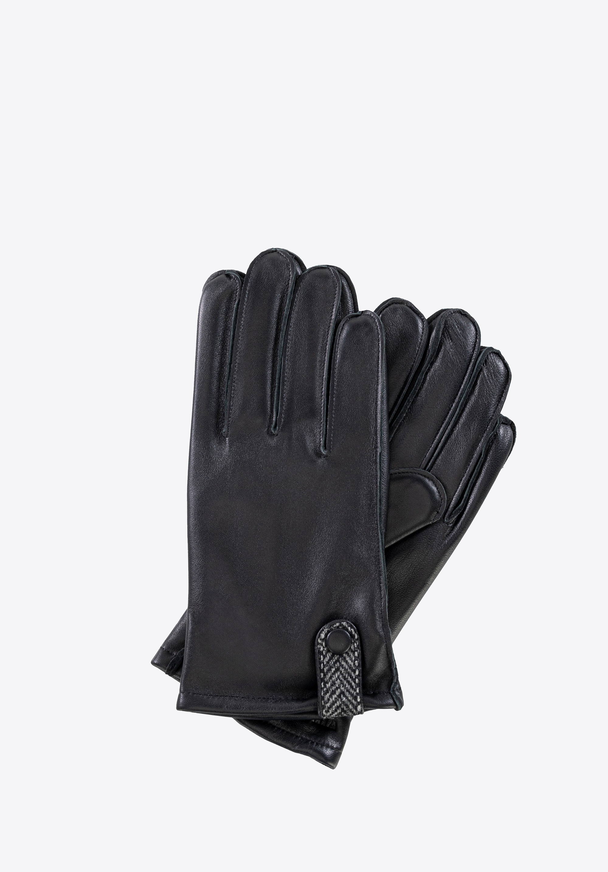 Rękawiczki męskie ze skóry z paskiem czarne