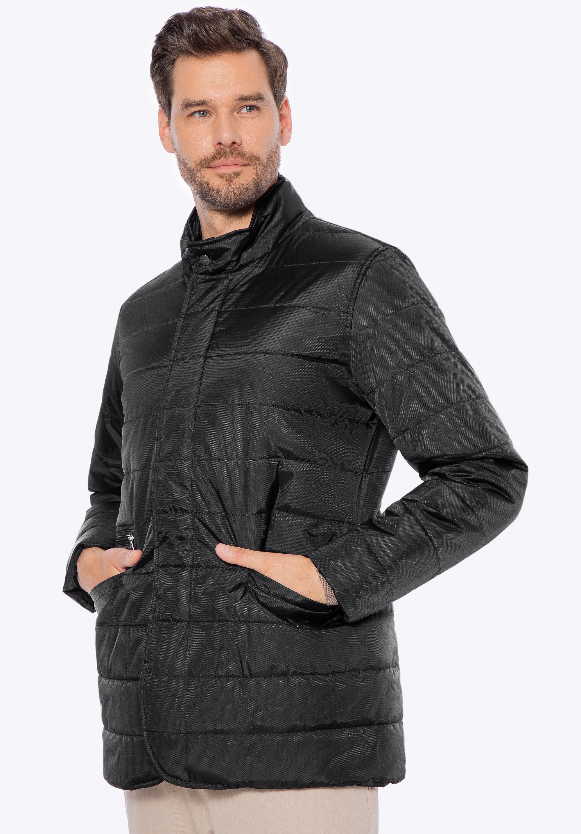 Męska kurtka z nylonu pikowana czarna