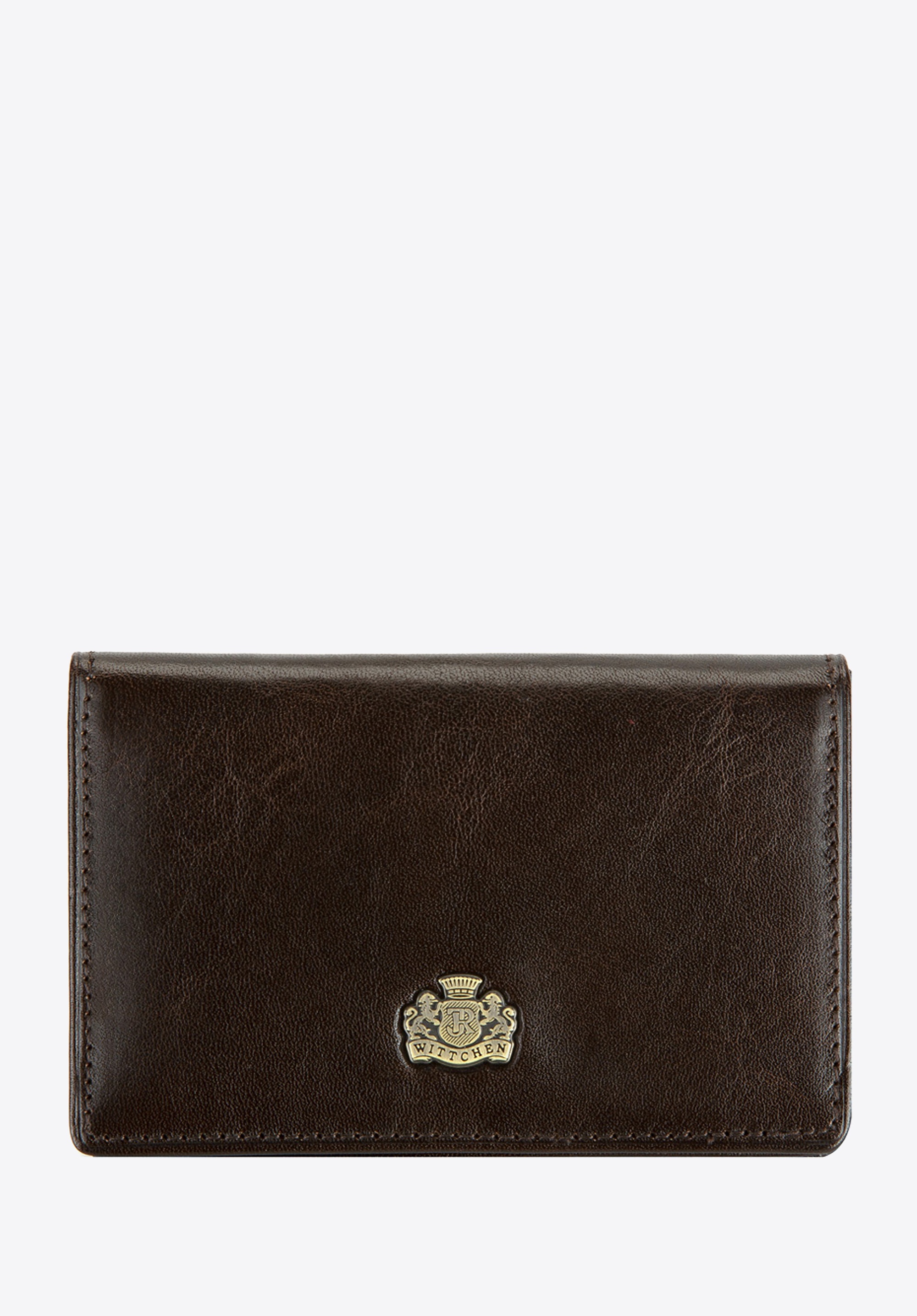 Etui na wizytówki skórzane z herbem brązowe