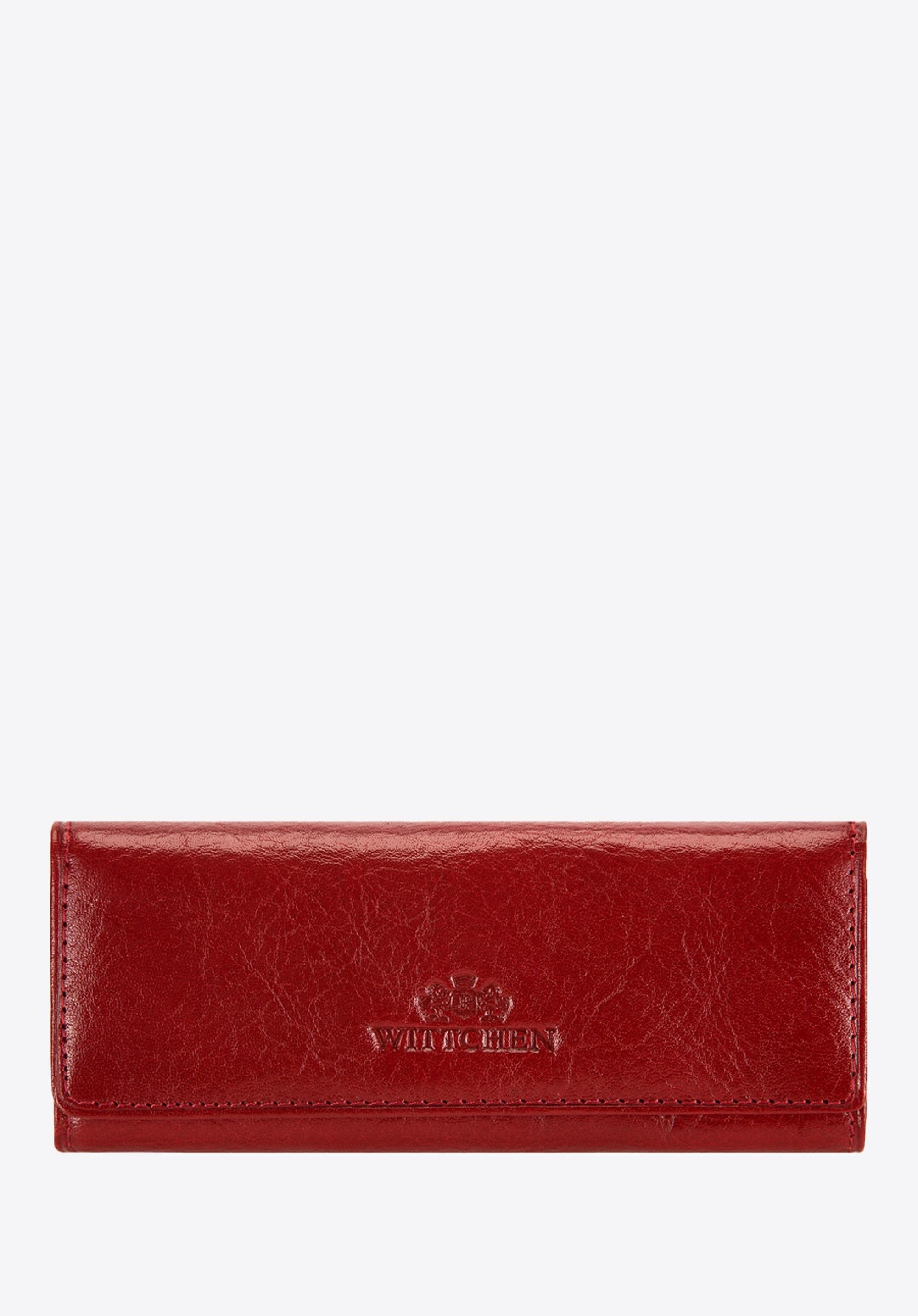 Etui na klucze skórzane na zatrzaski czerwone