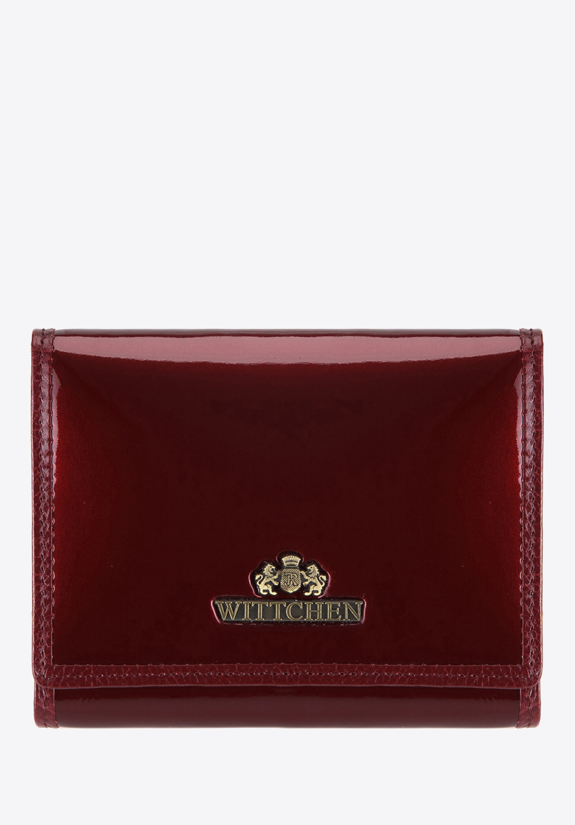 Damski portfel ze skóry lakierowany średni bordowy