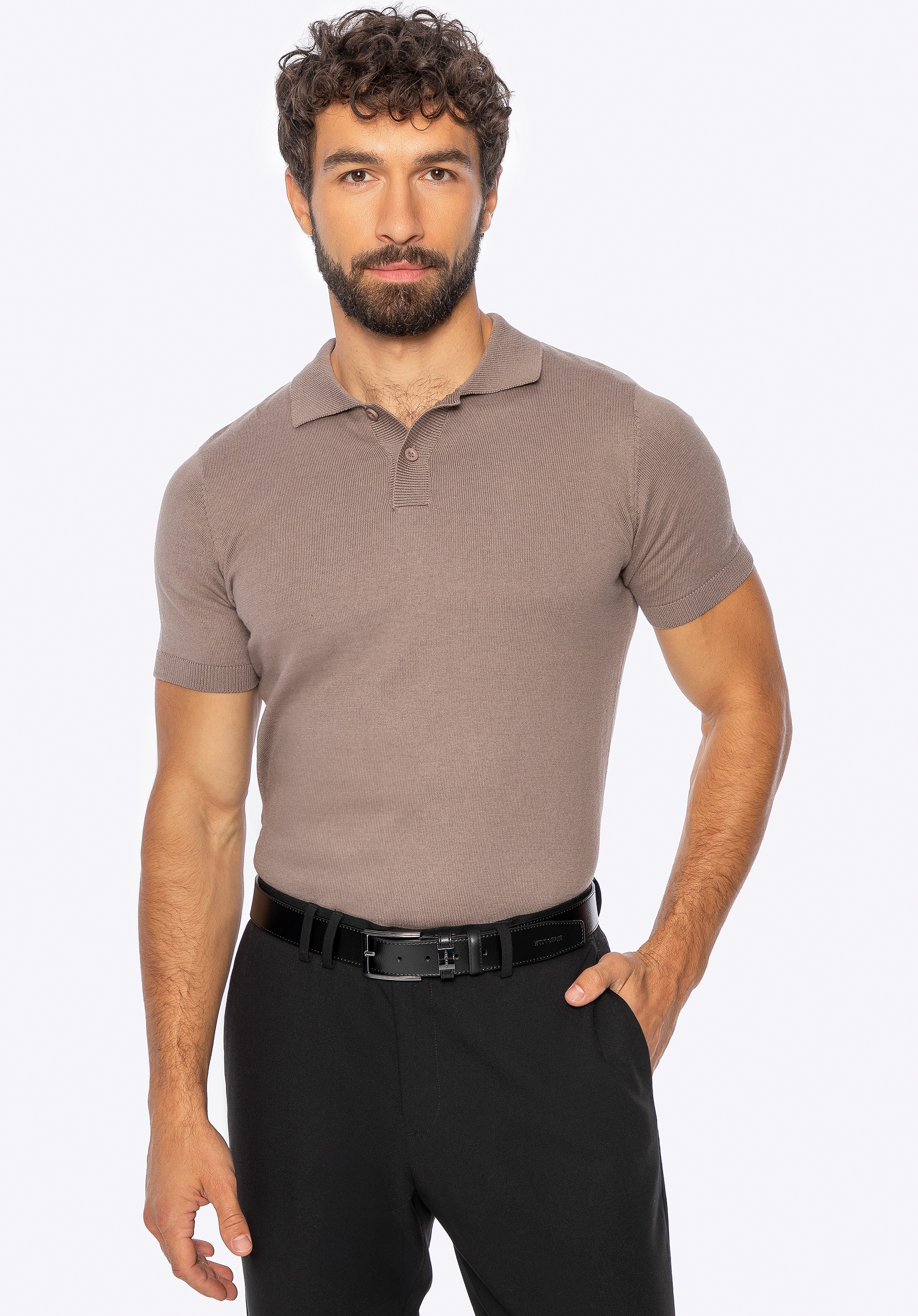 Męski sweter bawełniany z domieszką kaszmiru beżowy