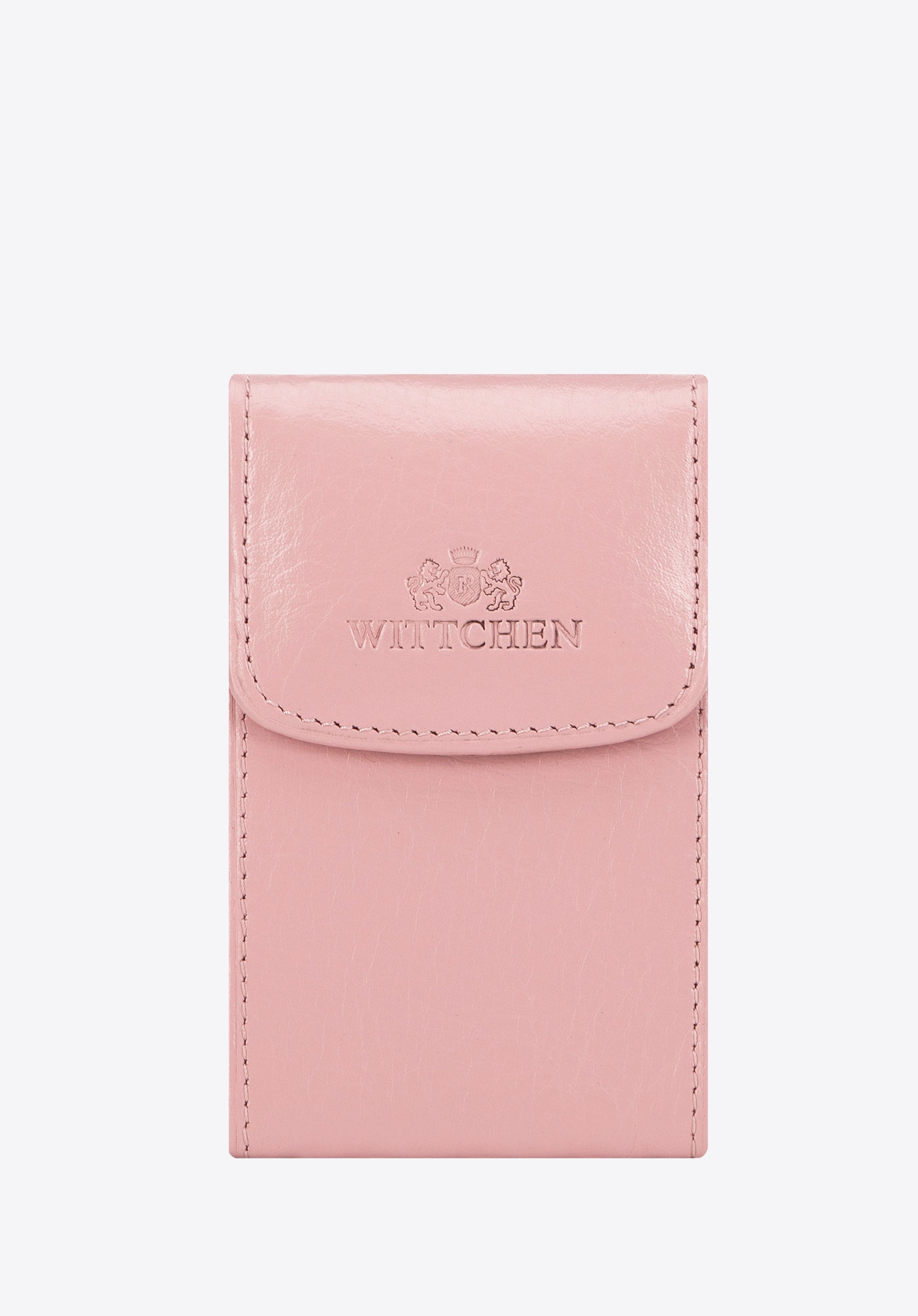 Etui na wizytówki skórzane z logo różowe
